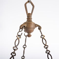 Extra Large Art Deco Oxidised Copper & Frosted Glass Panel Pendant Light