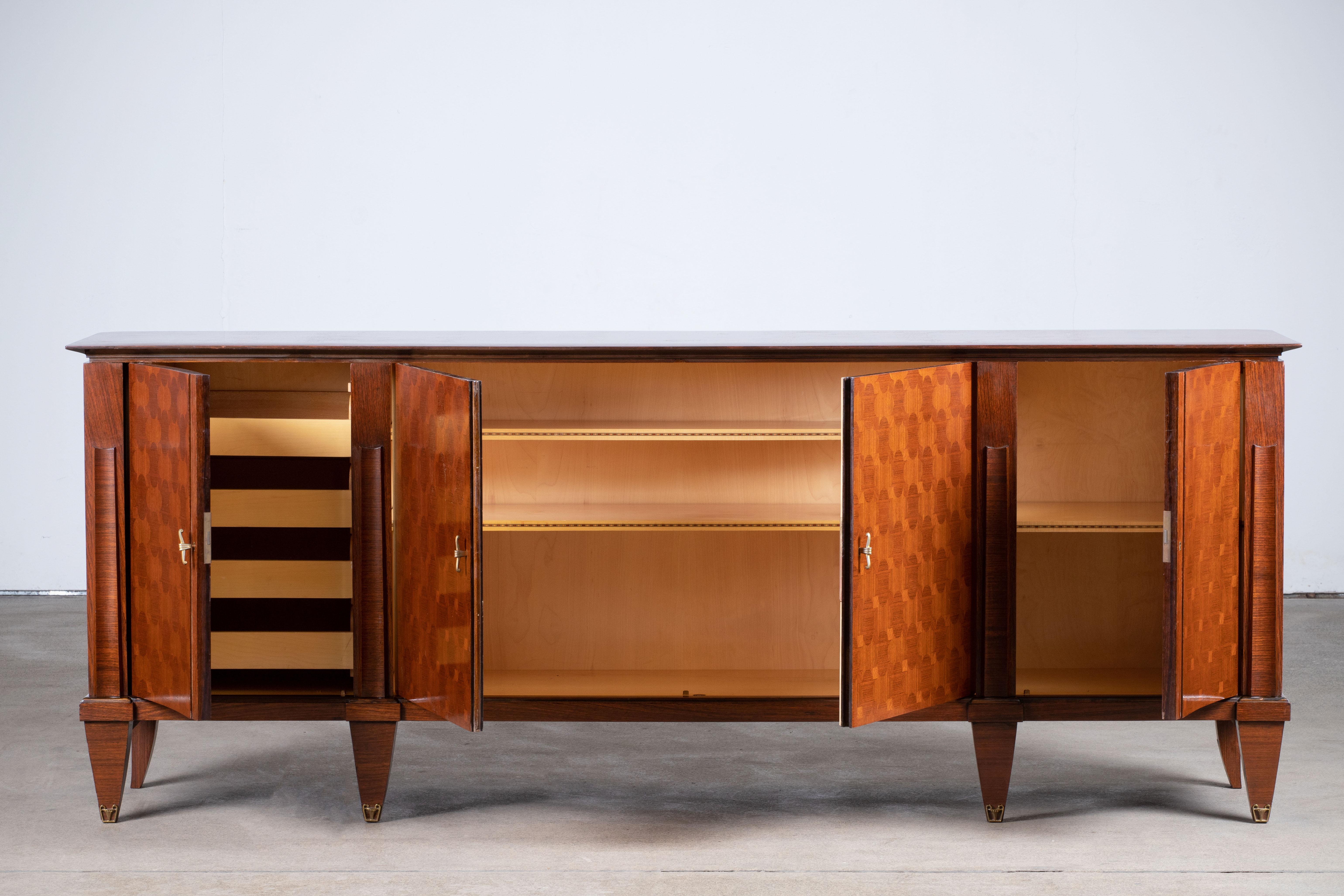 Mid-Century Modern Extra Large Art Deco Sideboard Macassar, 1940s For Sale
