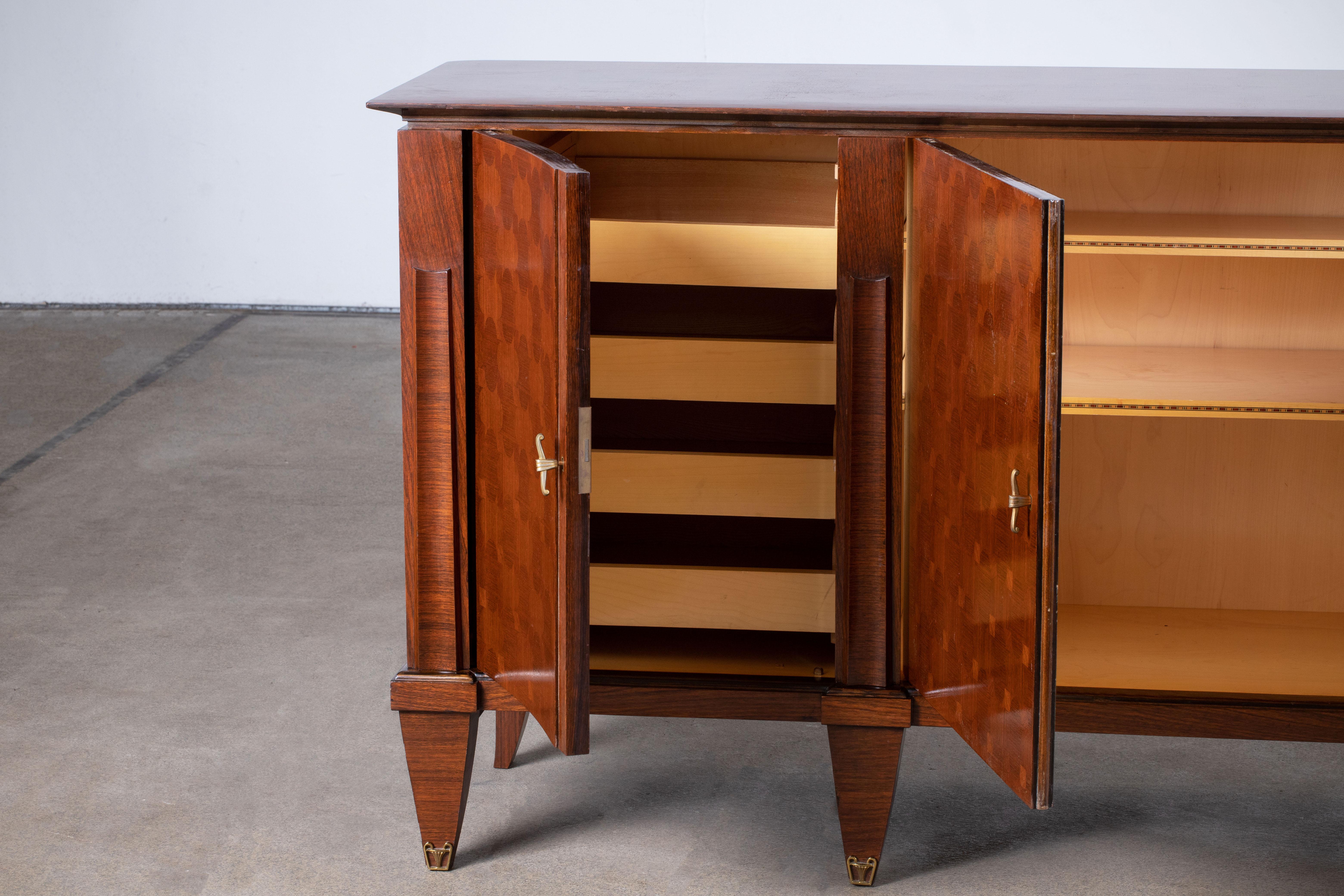 French Extra Large Art Deco Sideboard Macassar, 1940s For Sale