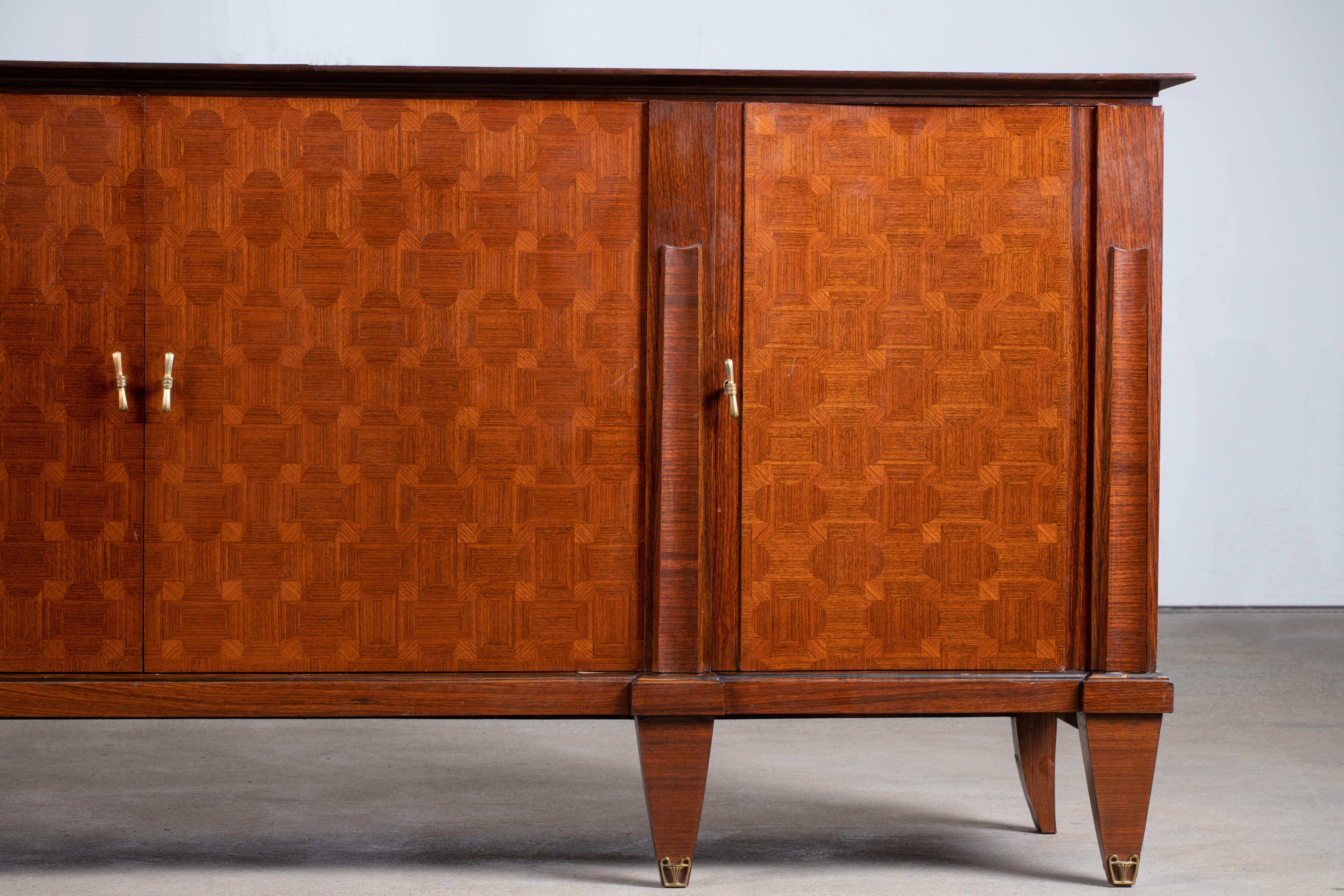 Extra Large Art Deco Sideboard Macassar, 1940s In Good Condition For Sale In Wiesbaden, DE