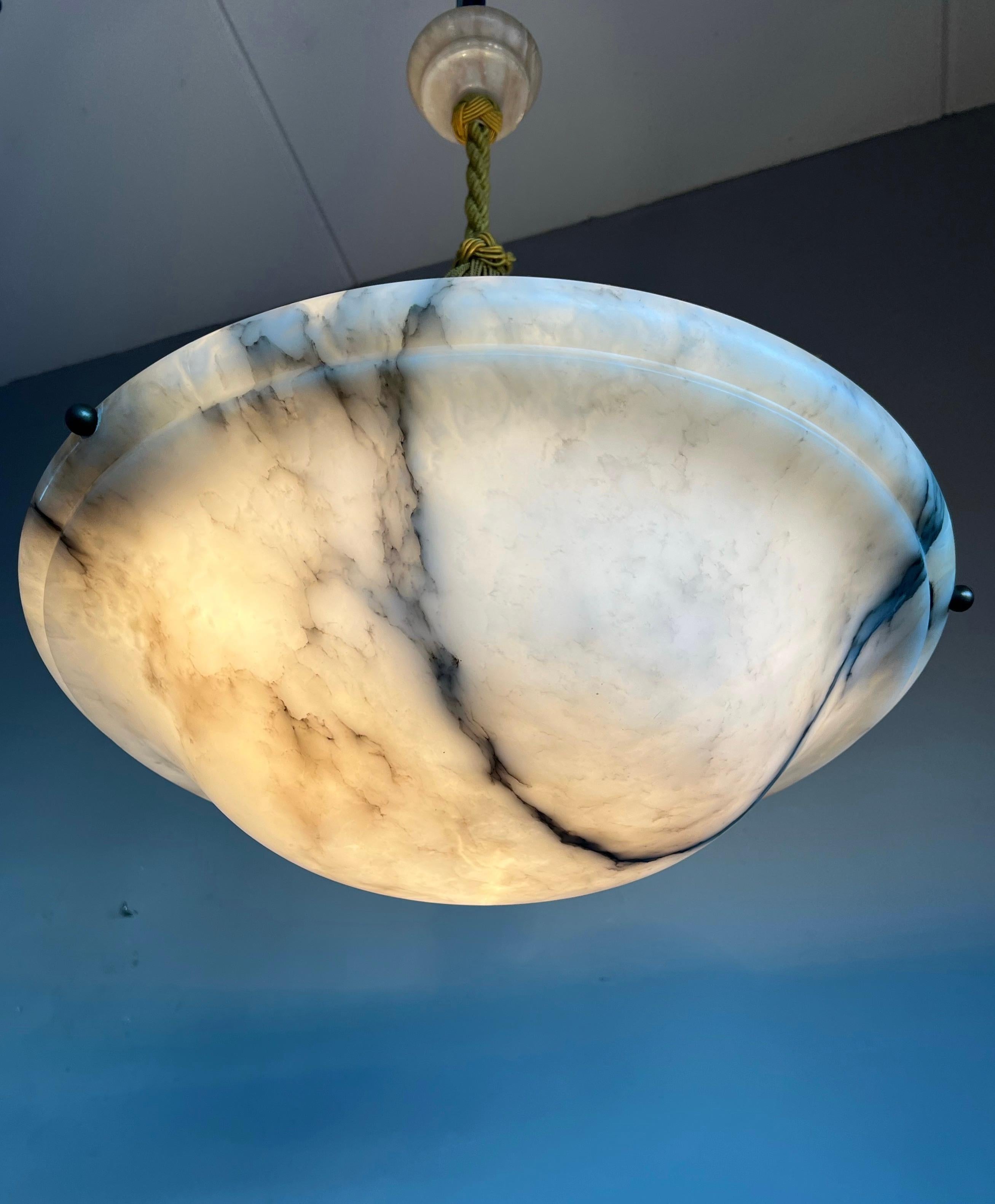 Extra Large Art Deco Top Qulity White Alabaster Shade Pendant Light with Rope 5