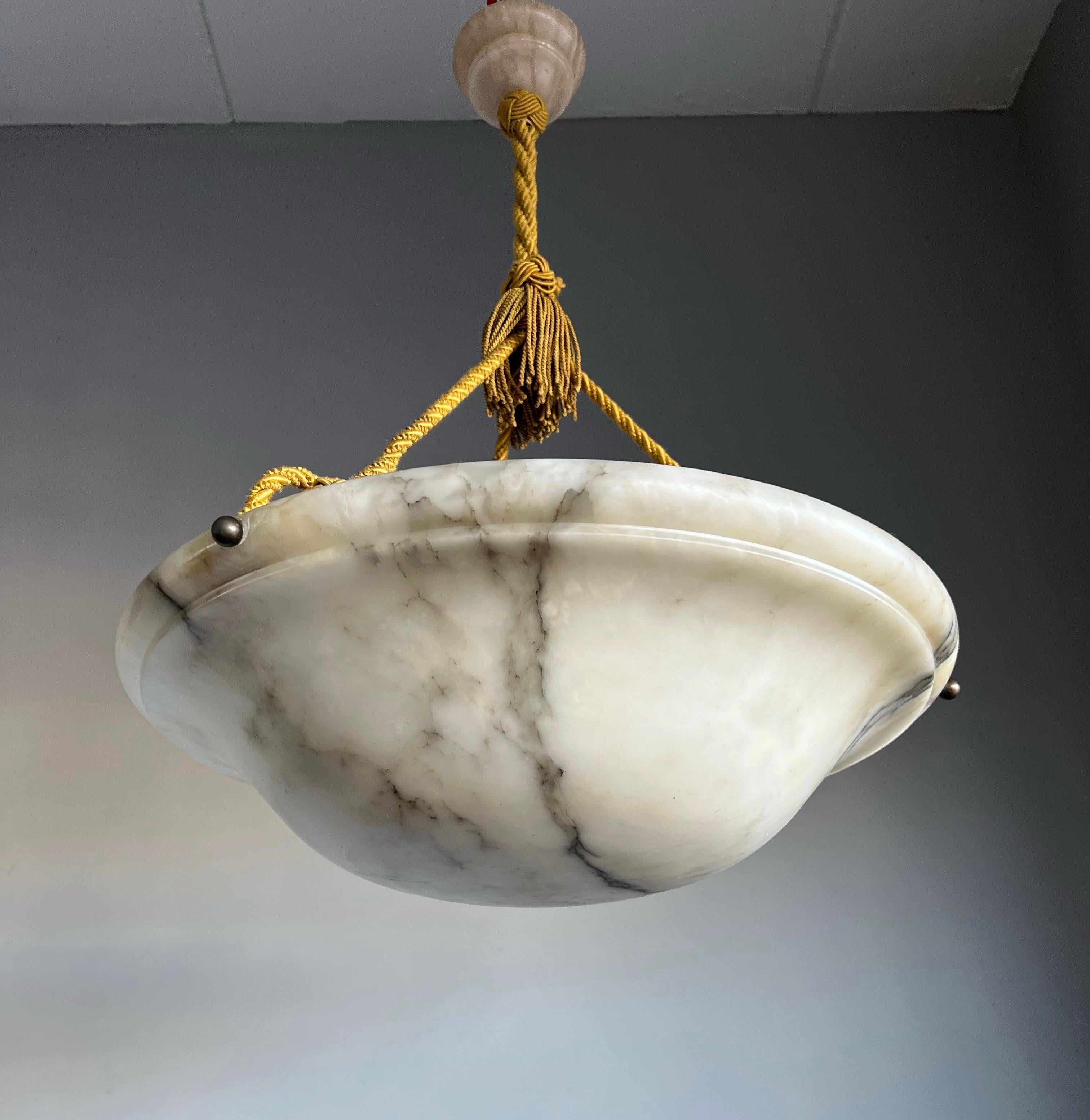 Extra Large Art Deco Top Qulity White Alabaster Shade Pendant Light with Rope 7