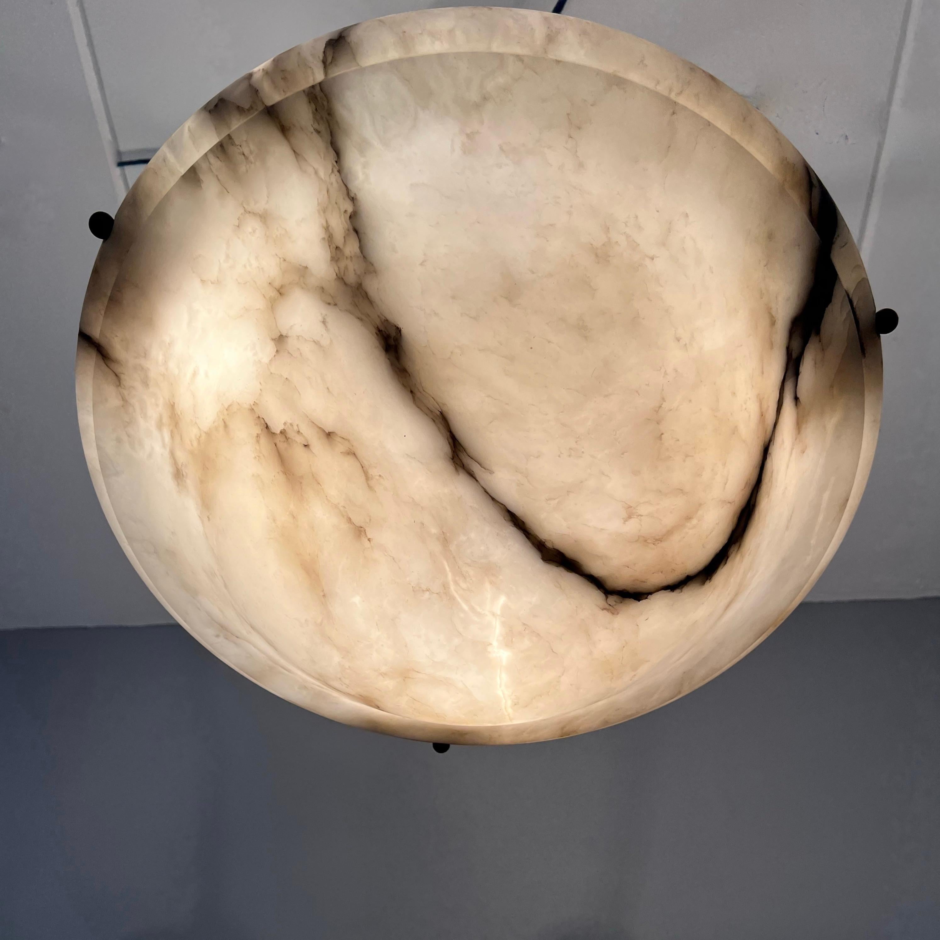 Extra Large Art Deco Top Qulity White Alabaster Shade Pendant Light with Rope 13