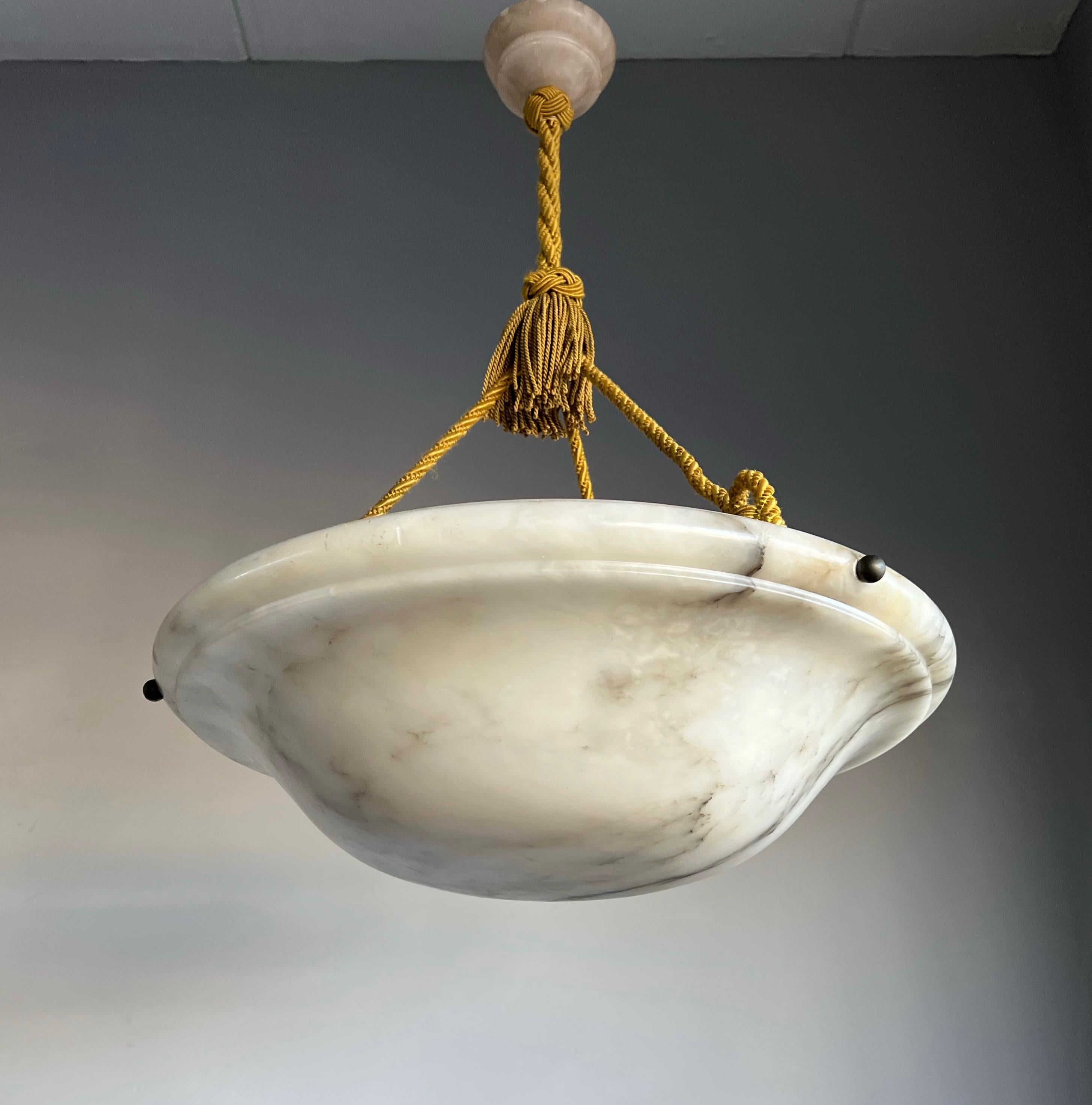 Extra Large Art Deco Top Qulity White Alabaster Shade Pendant Light with Rope 1