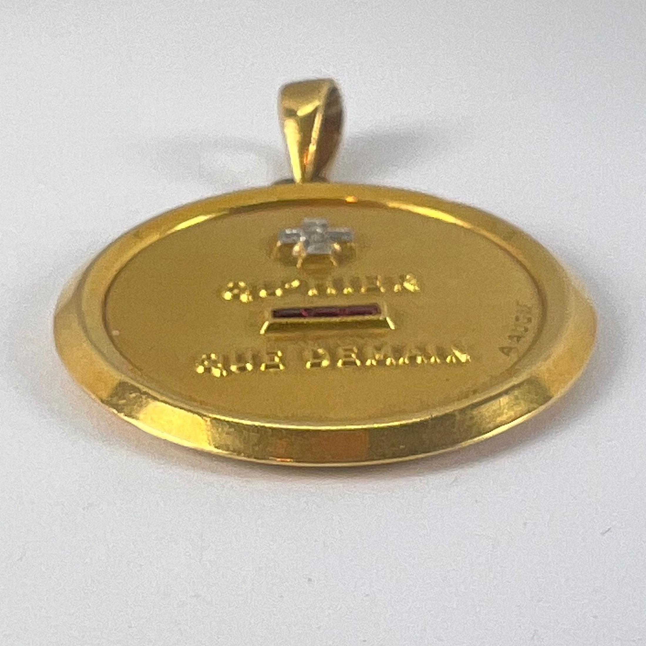 Extra Large Augis Plus Qu’Hier Ruby Diamond 18K Yellow Gold Love ...