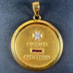 Extra Large Augis Plus Qu’Hier Ruby Diamond 18K Yellow Gold Love Pendant
