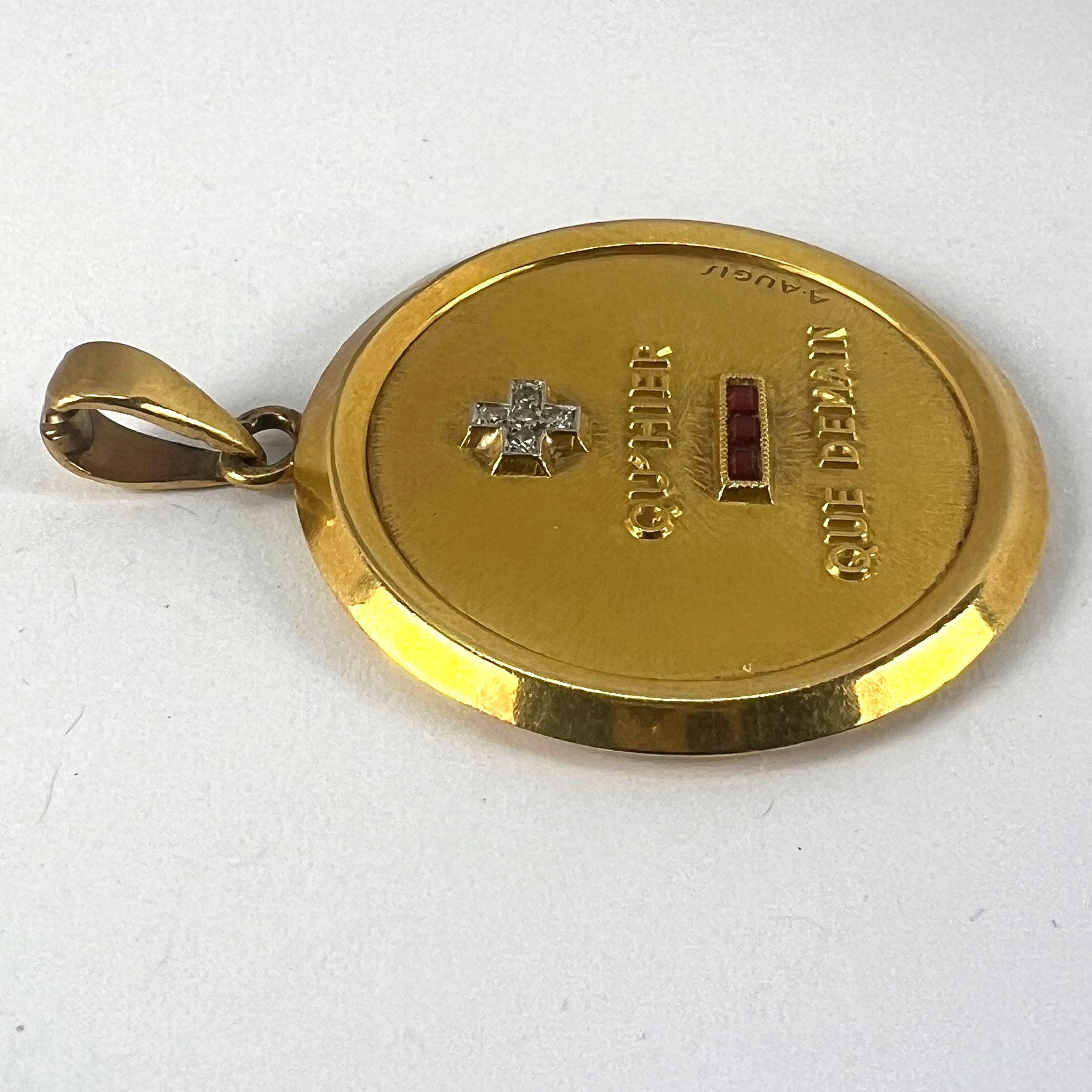 Extra Large Augis Plus Qu’Hier Ruby Diamond 18K Yellow Gold Love ...