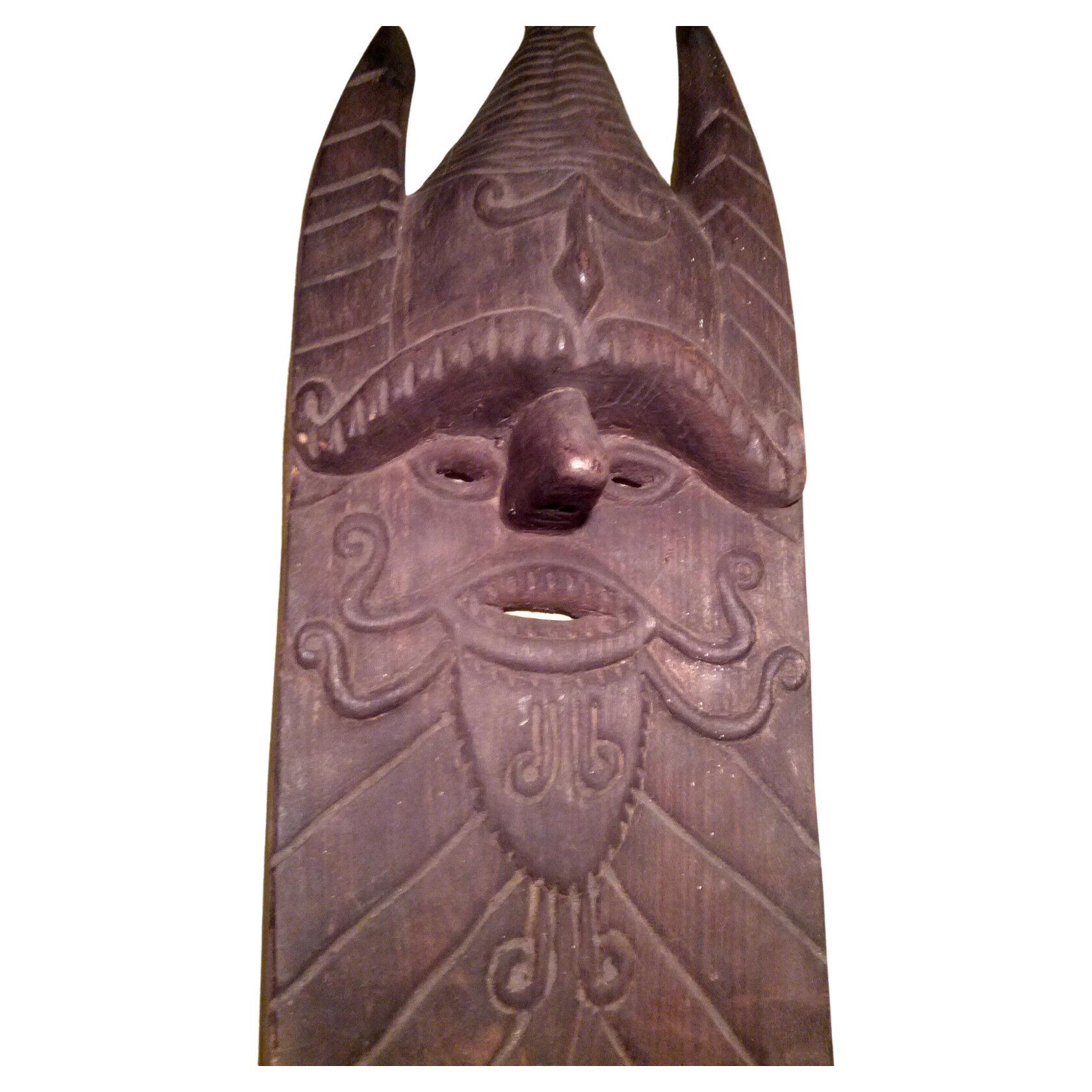 'Extra-Large' Authentic Antique Nepalese/Nepal Middle Hills Wooden Shaman's Mask For Sale 2