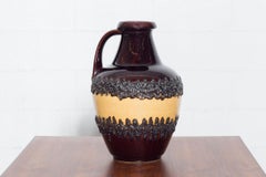 Extra Large Bay Keramik West German Jug Vase with Fat Lava Relief