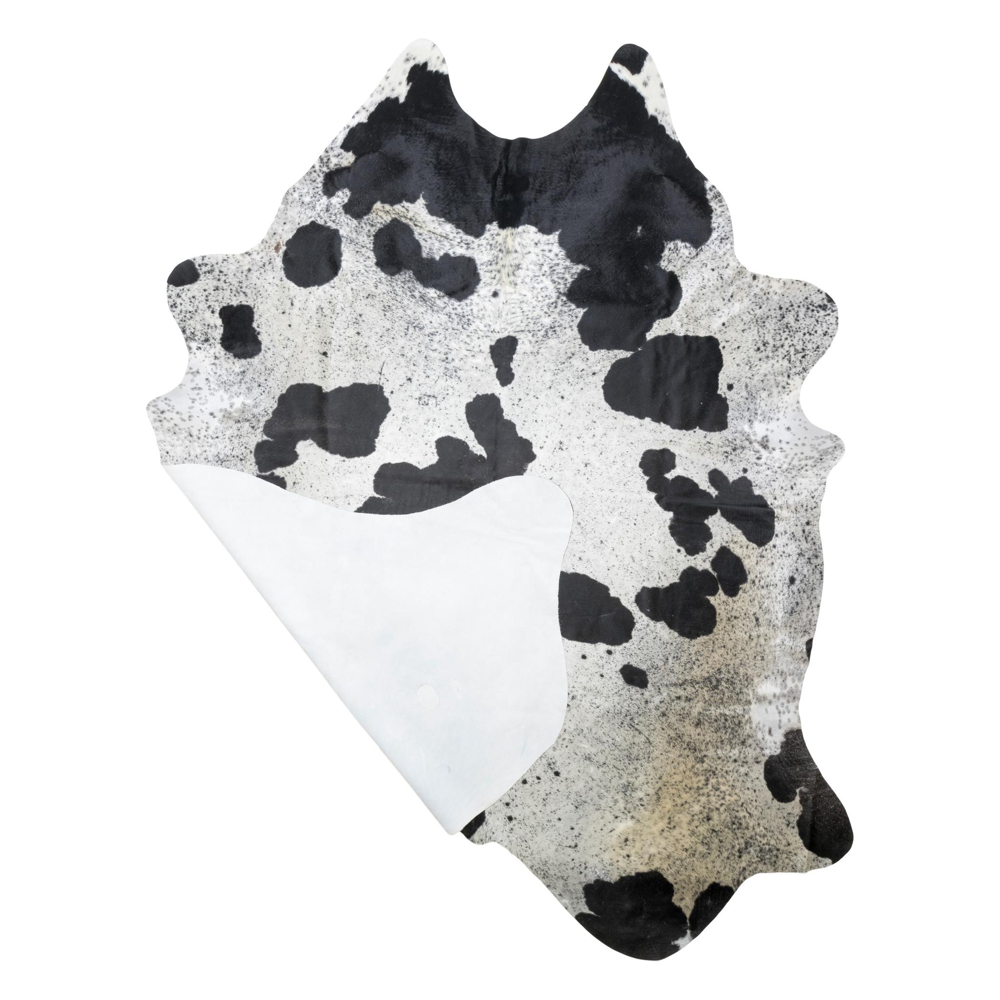 Peau de corne de buffle mouchetée de noir et de blanc. Contemporain. Whiting est de couleur blanche et crème avec de légères taches noires et grises sur le corps et de grandes taches noires éparses. Marque 