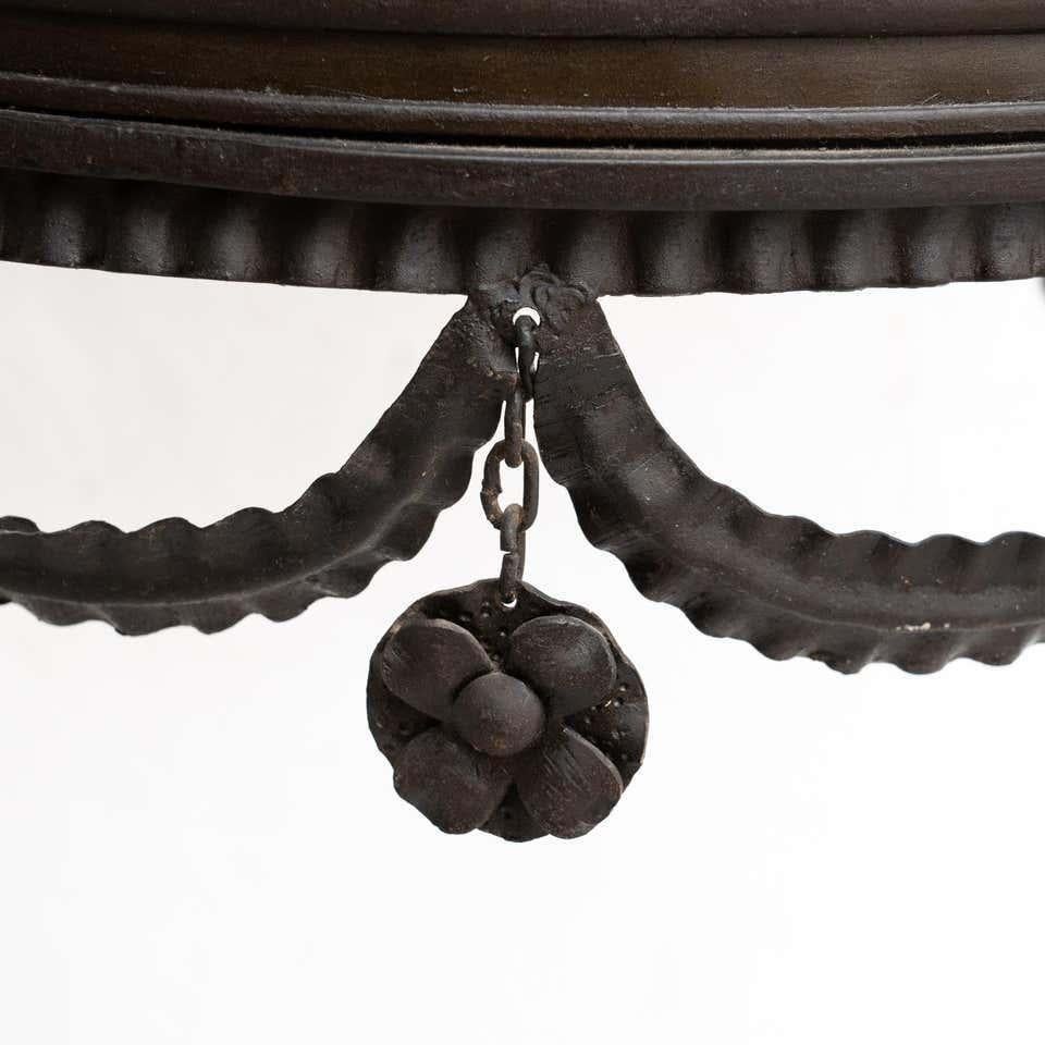 Extra Large Black Sculptural French Metal Ceiling Lamp circa 1930 For Sale 1