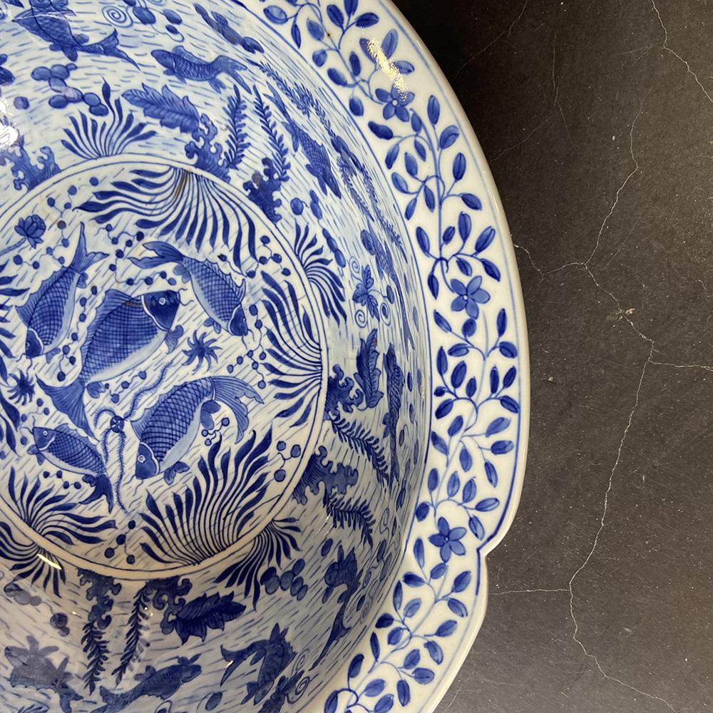 Hand-Painted Extra Large Blue and White porcelain BOWL