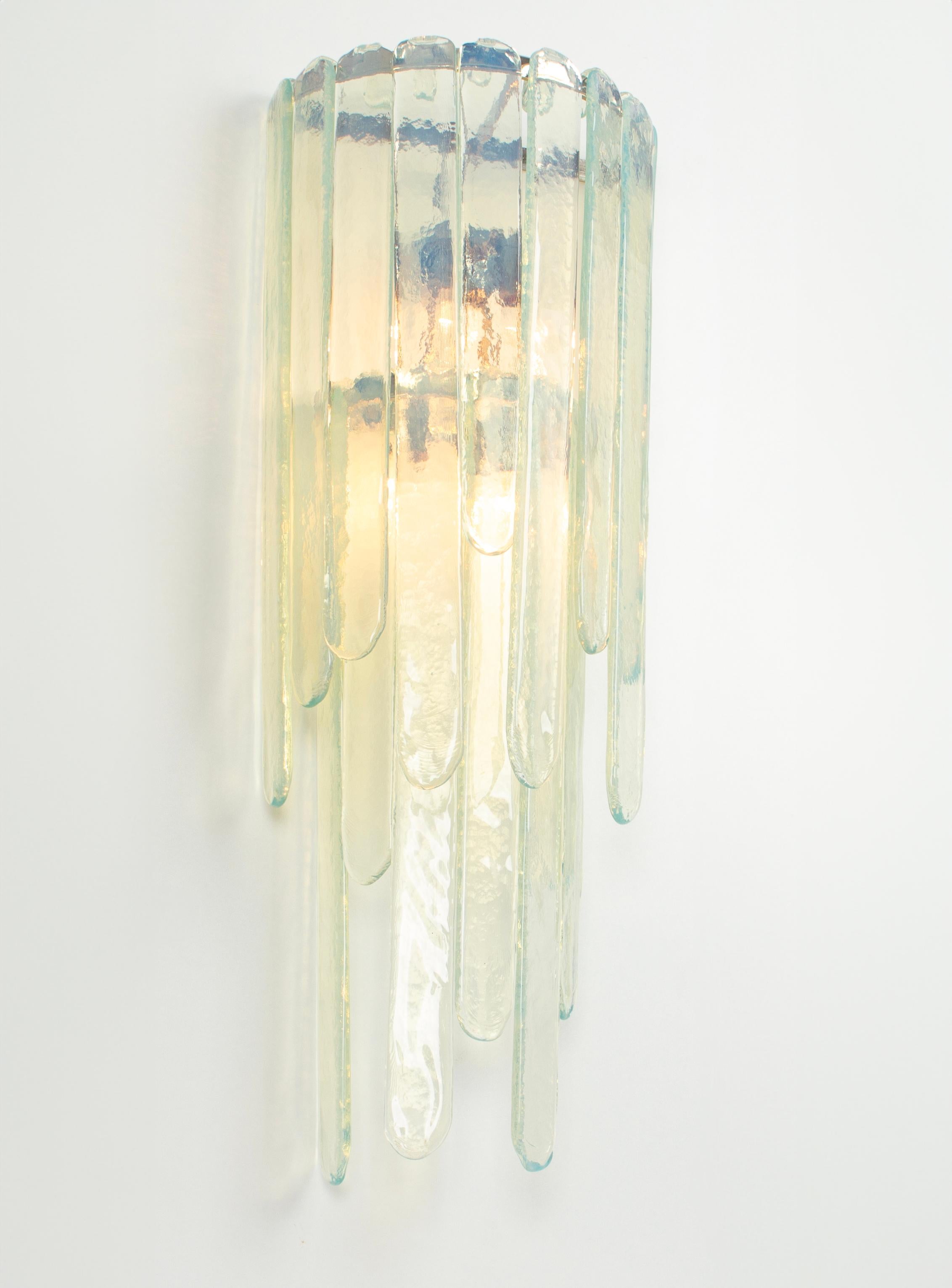 Mid-Century Modern Extra Large Blue Murano Glass Wall Lamp by Carlo Nason for Mazzega, Italy, 1970s For Sale