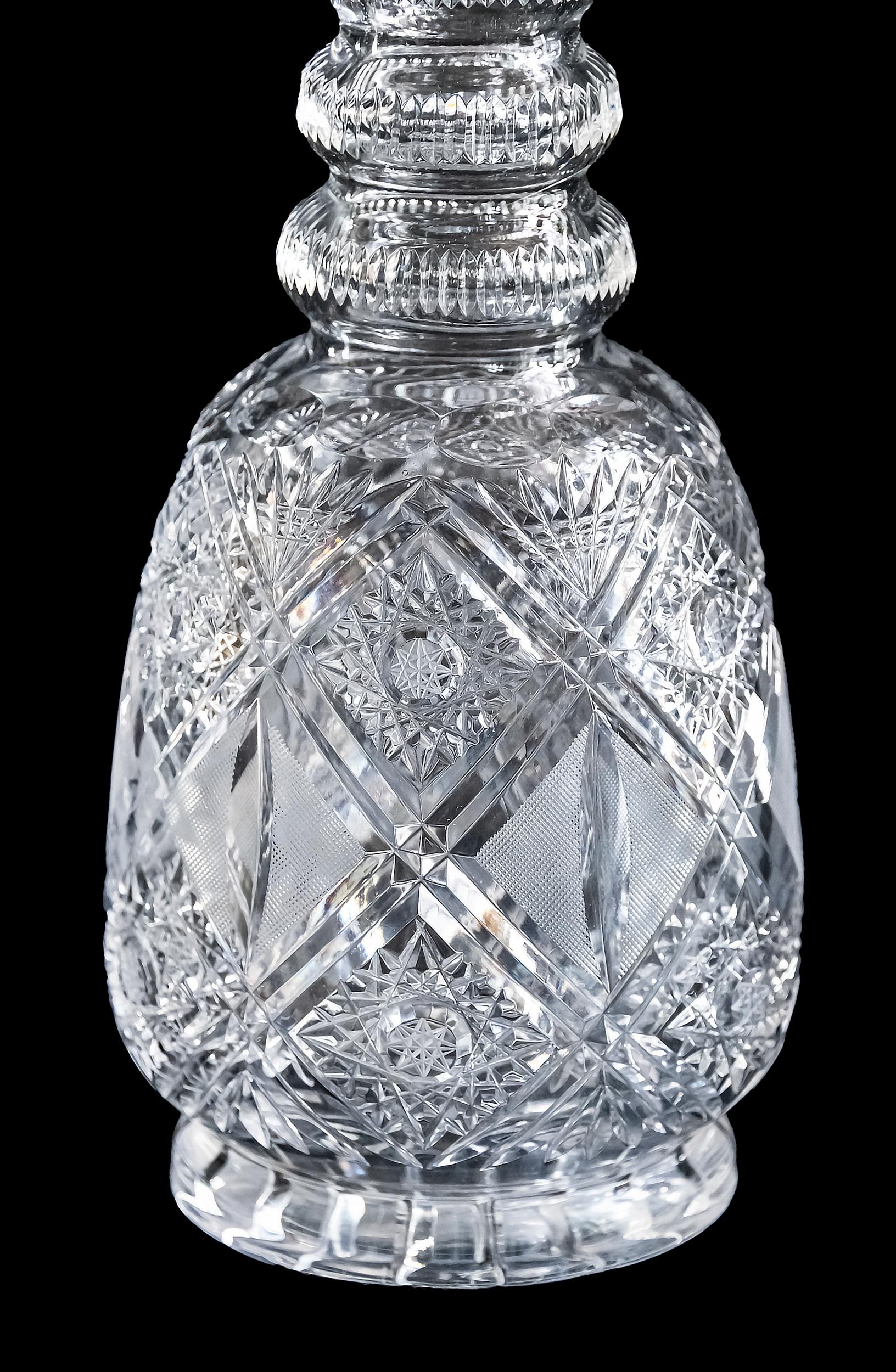 Czech Extra Large Bohemian Crystal Persian Style Decanter For Sale