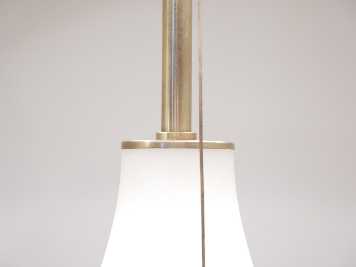 German Extra Large Brass and Opalescent Glass Table Lamp from Peill & Putzler, 1960s For Sale