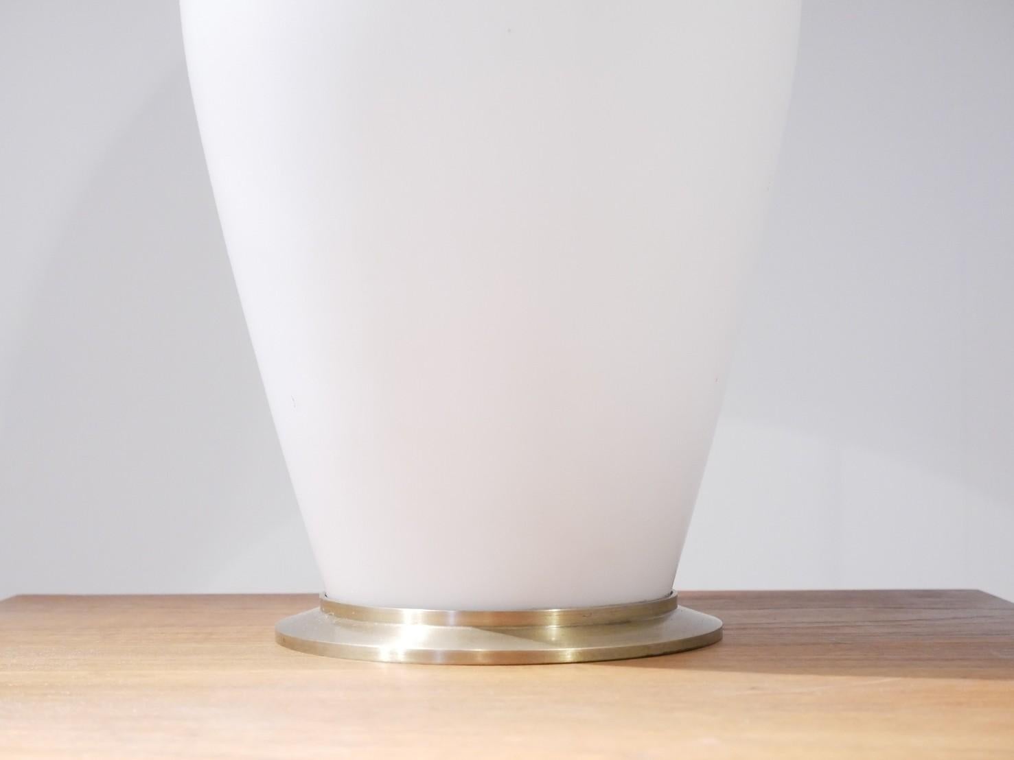 Extra Large Brass and Opalescent Glass Table Lamp from Peill & Putzler, 1960s For Sale 1