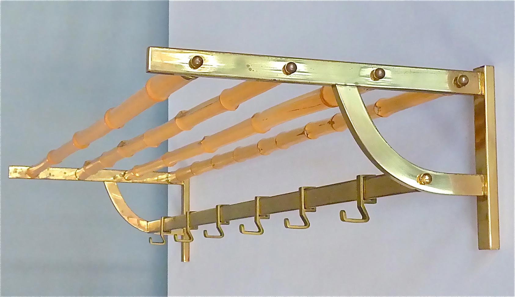 Extra Large Brass Bamboo Wardrobe Coat Rack Josef Frank Kalmar Auböck Style 1950 For Sale 9