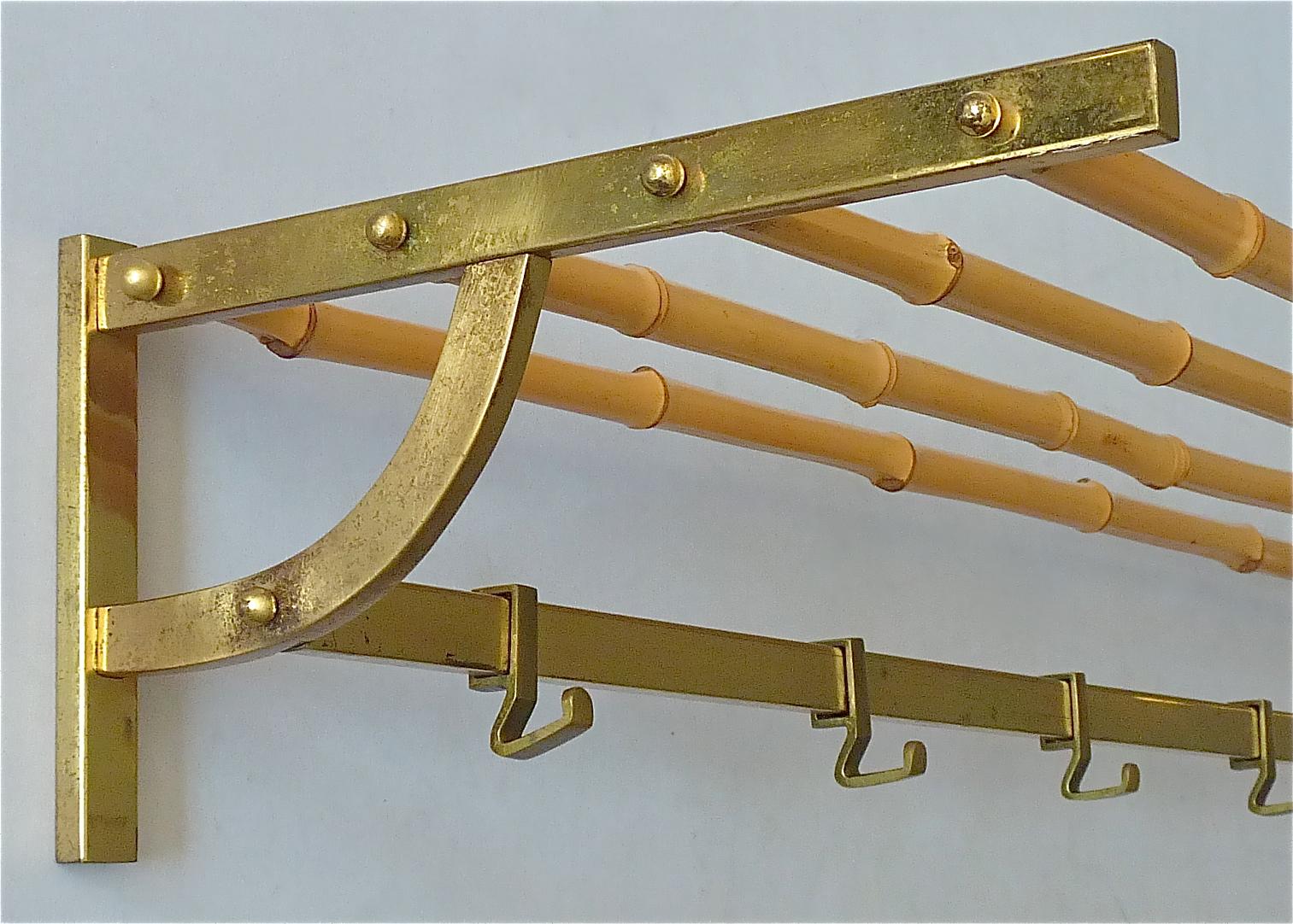 Mid-Century Modern Extra Large Brass Bamboo Wardrobe Coat Rack Josef Frank Kalmar Auböck Style 1950 For Sale