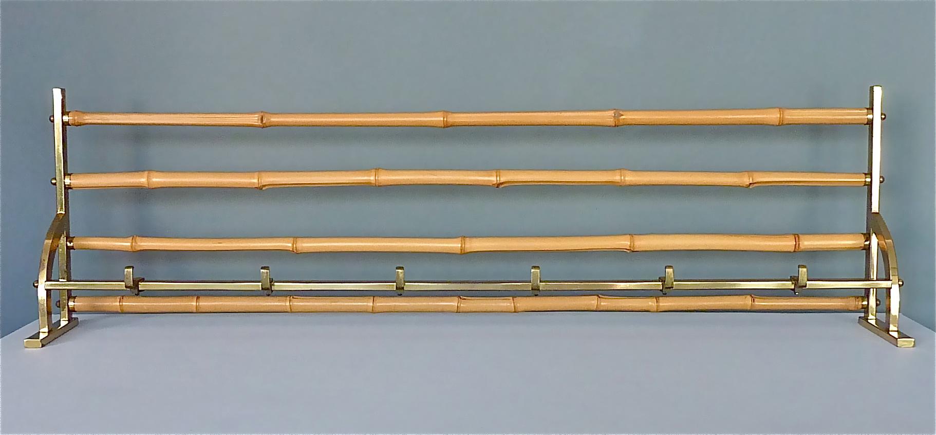 Mid-20th Century Extra Large Brass Bamboo Wardrobe Coat Rack Josef Frank Kalmar Auböck Style 1950 For Sale
