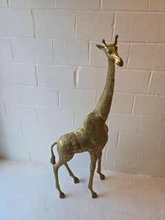 Extra Large Brass Hammered Giraffe Sculpture