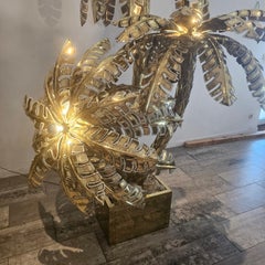 Extra Large Brass Palm Floorlamp, France