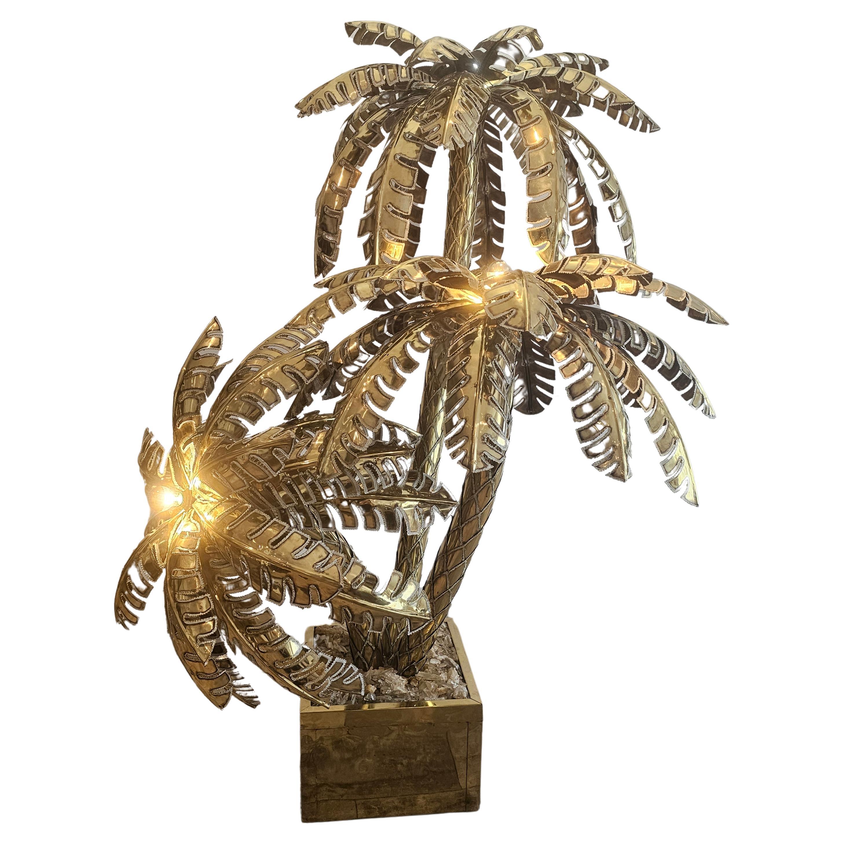 Extra Large Brass Palm Floorlamp, France
