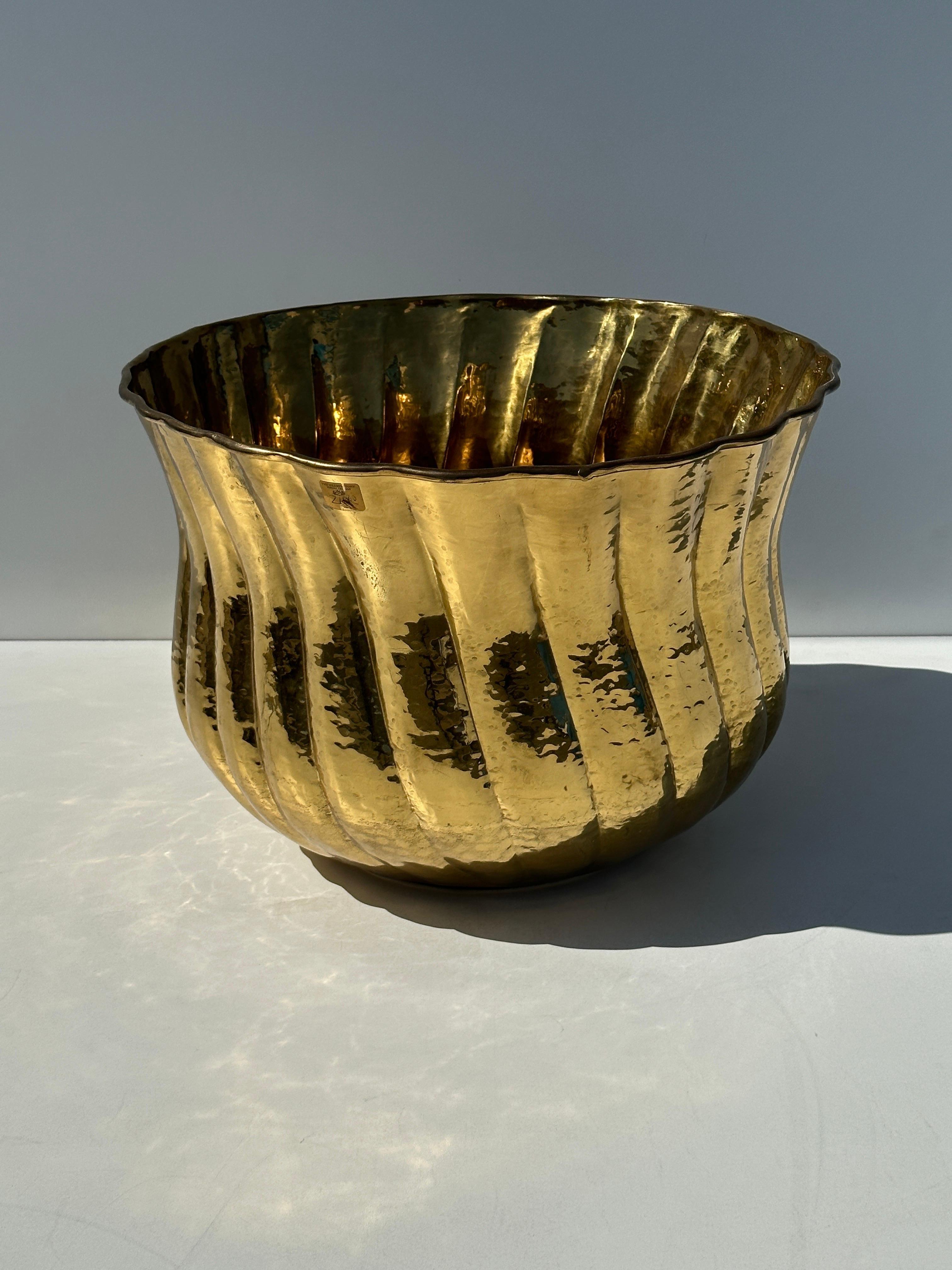 Extra large hand hammered brass planter.
We also have matching large and medium sizes available shown in last photo.