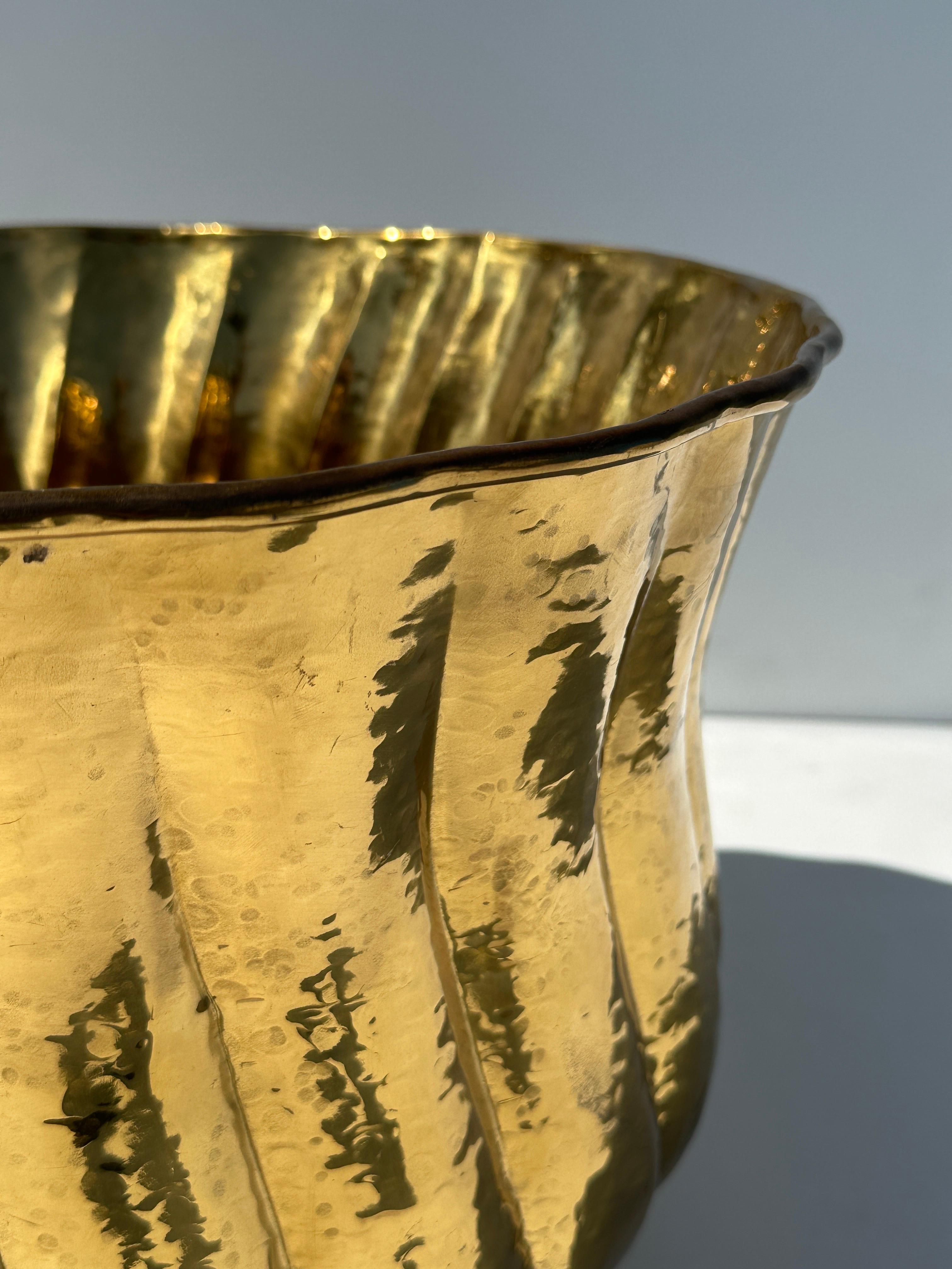 Hammered Extra Large Brass Planter For Sale