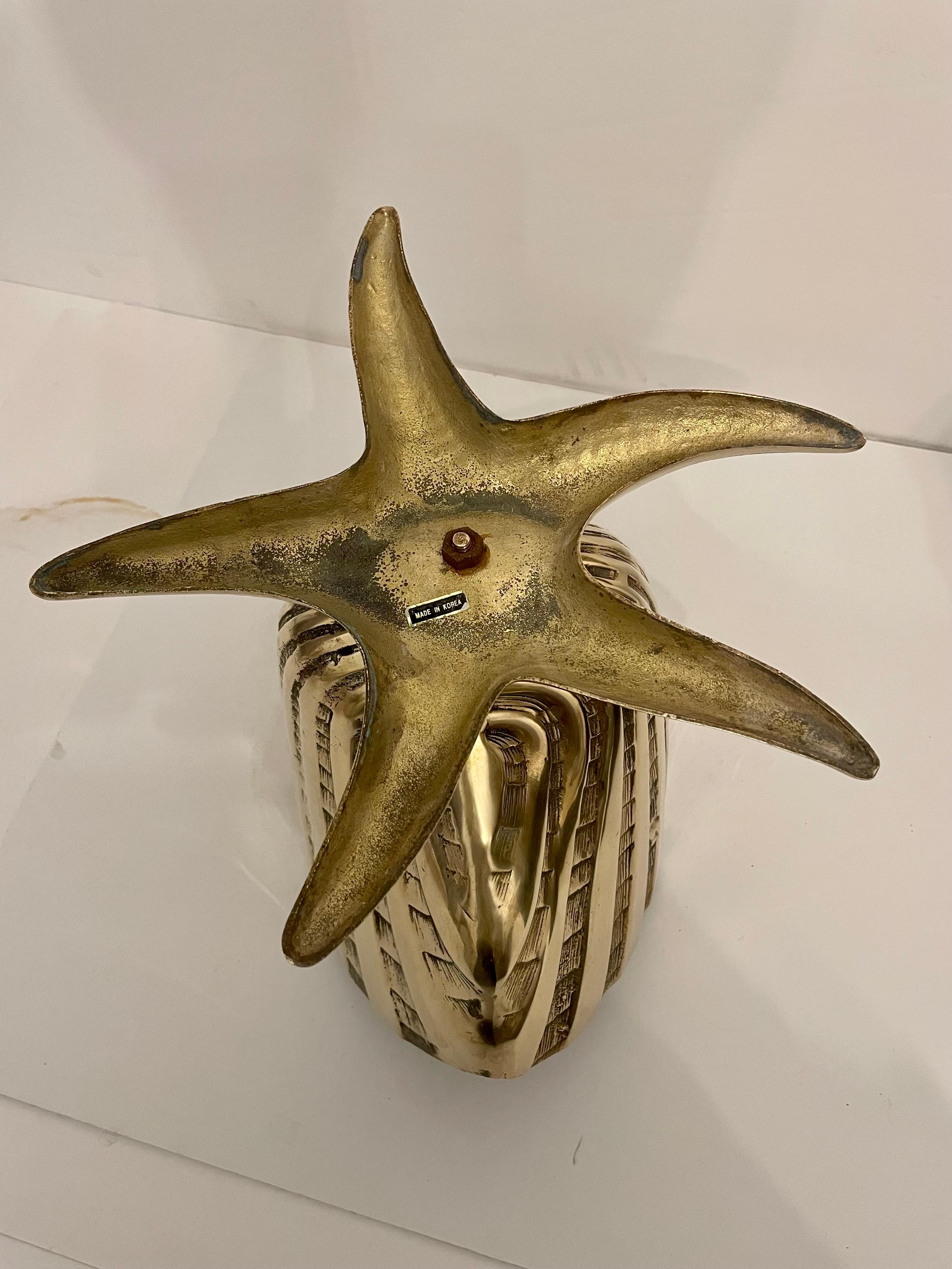 Extra Large Brass Sea Shell on Star Fish Base 4