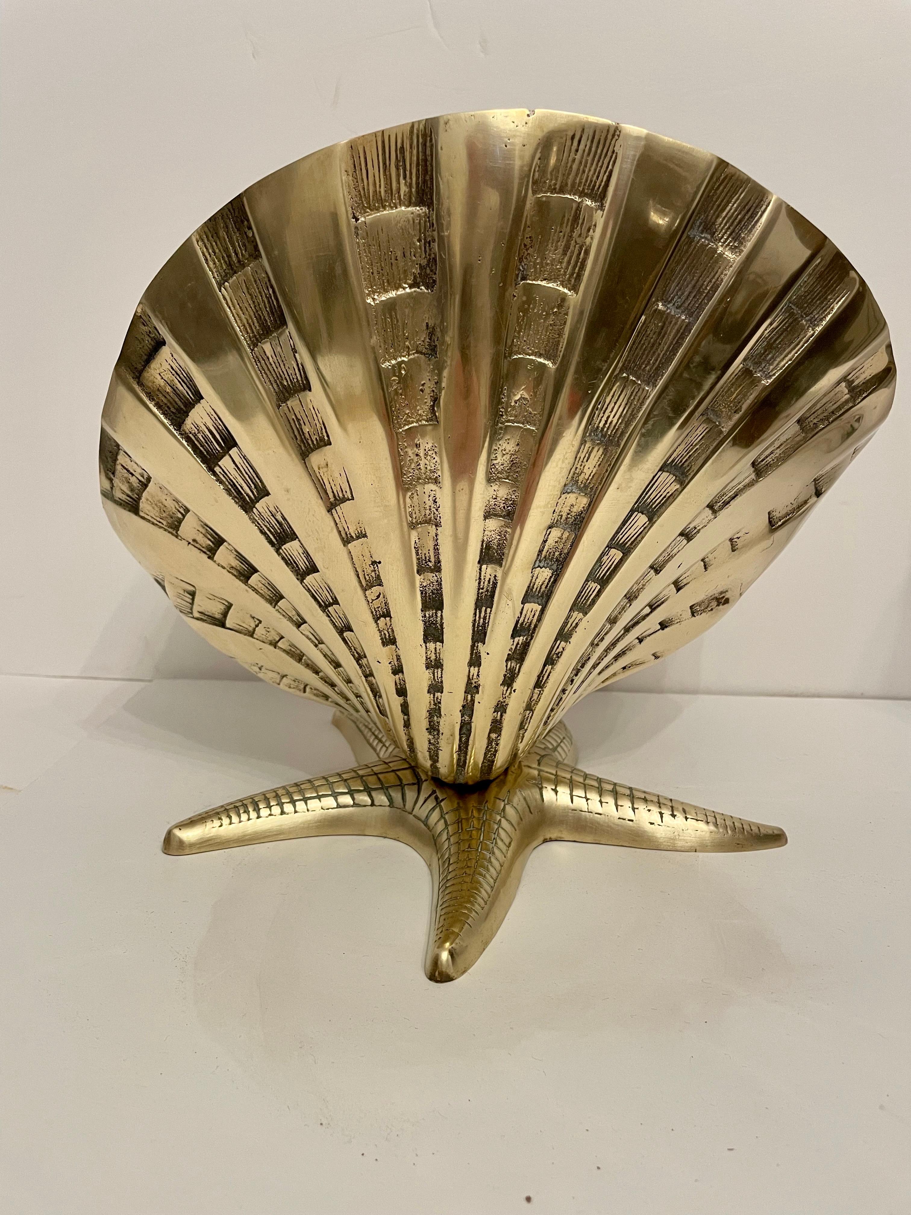 Extra Large Brass Sea Shell on Star Fish Base 5