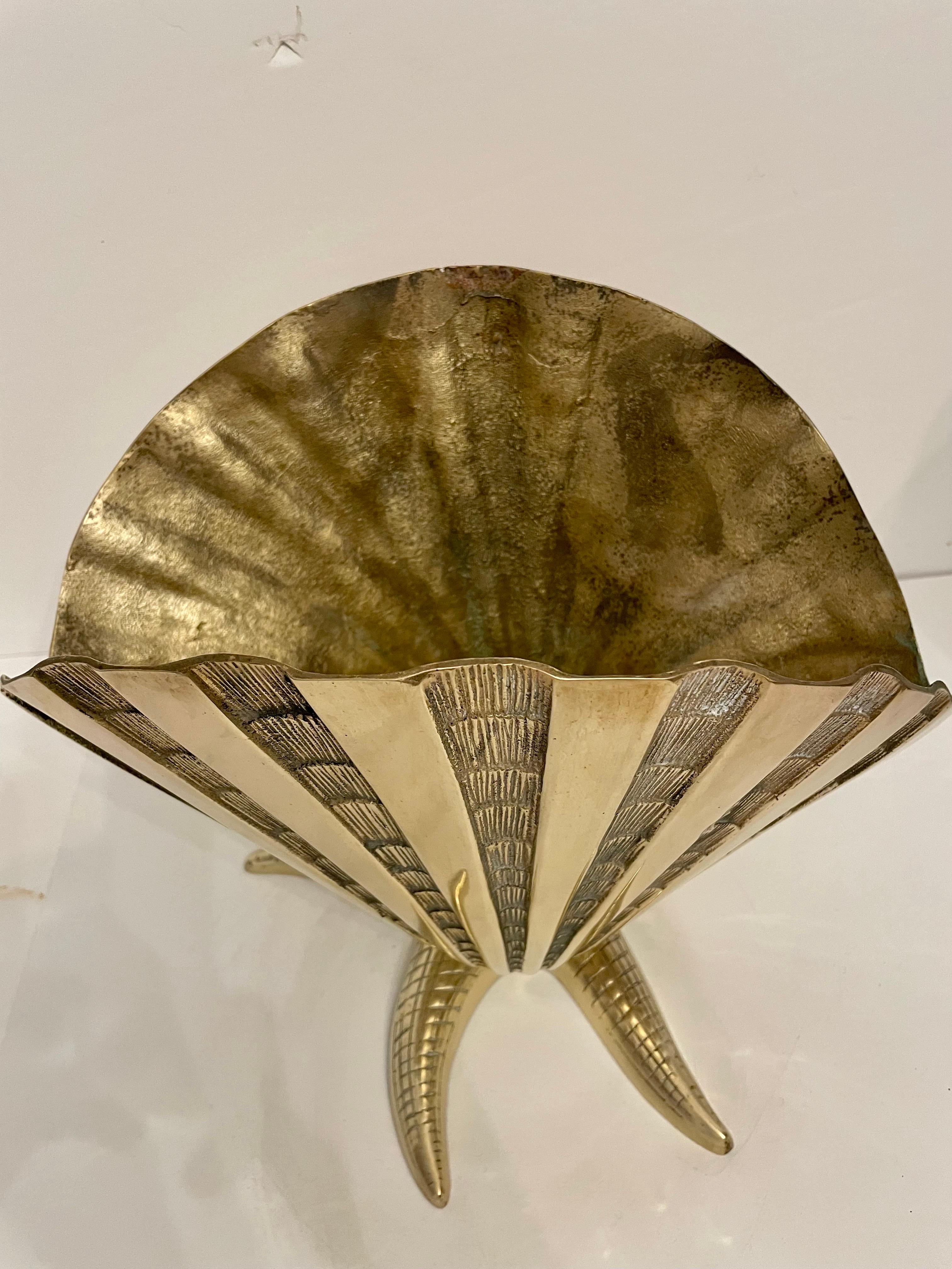 Cast Extra Large Brass Sea Shell on Star Fish Base