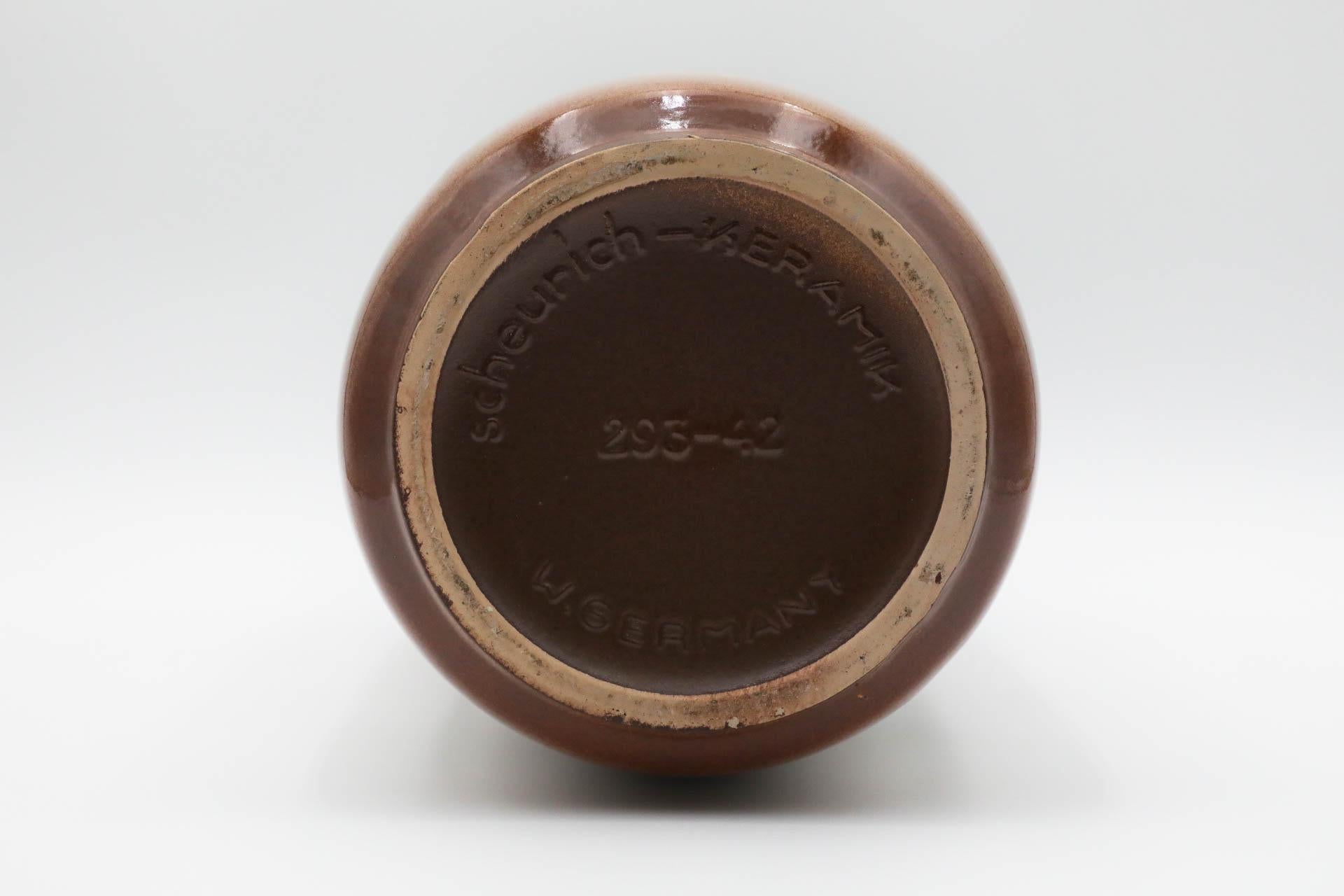 Vaso extra grande in ceramica marrone tedesco Scheurich Engobe in vendita 3
