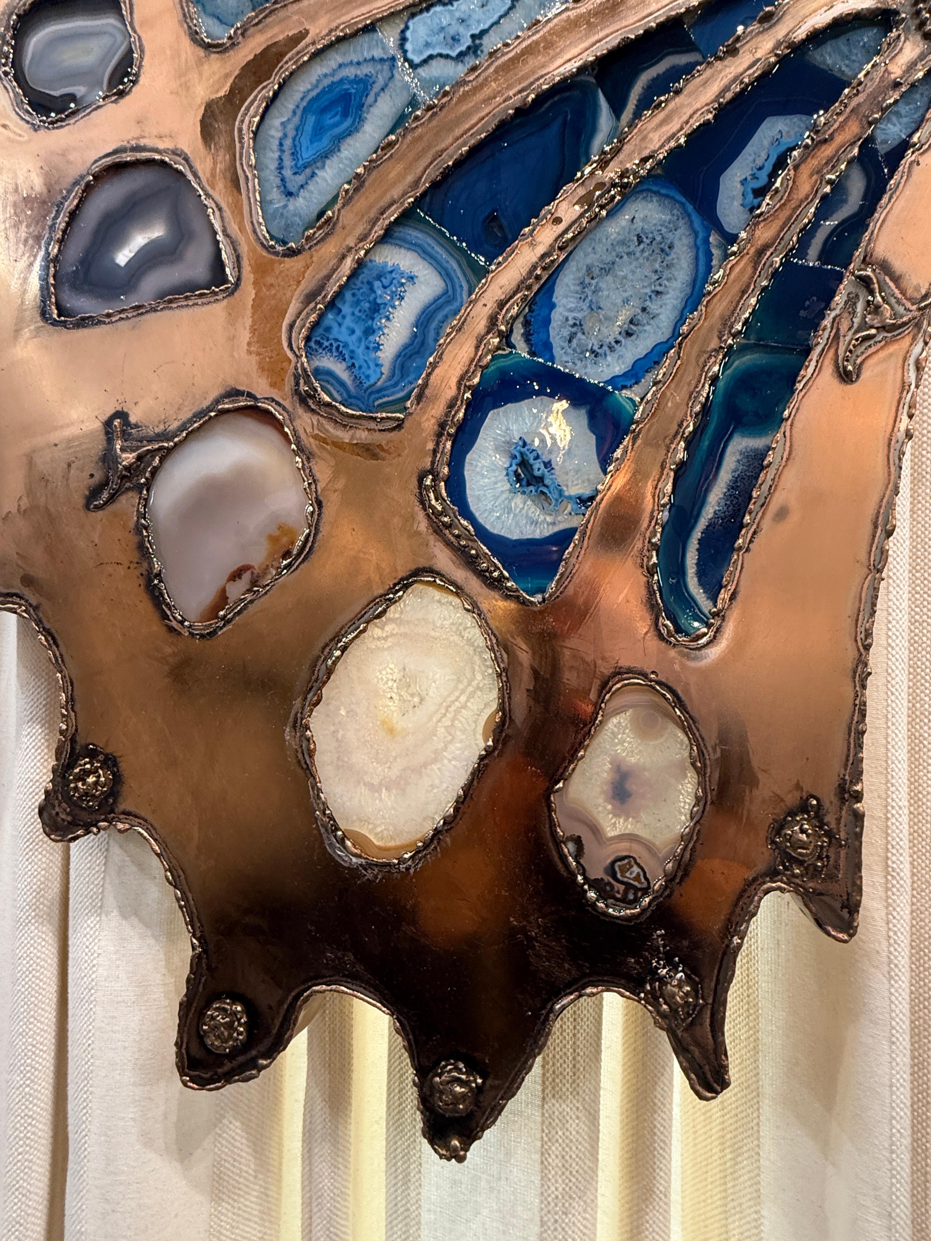 Extra-Large Brutal Style Agate Stone Butterfly Wall Sculpture & Light For Sale 5