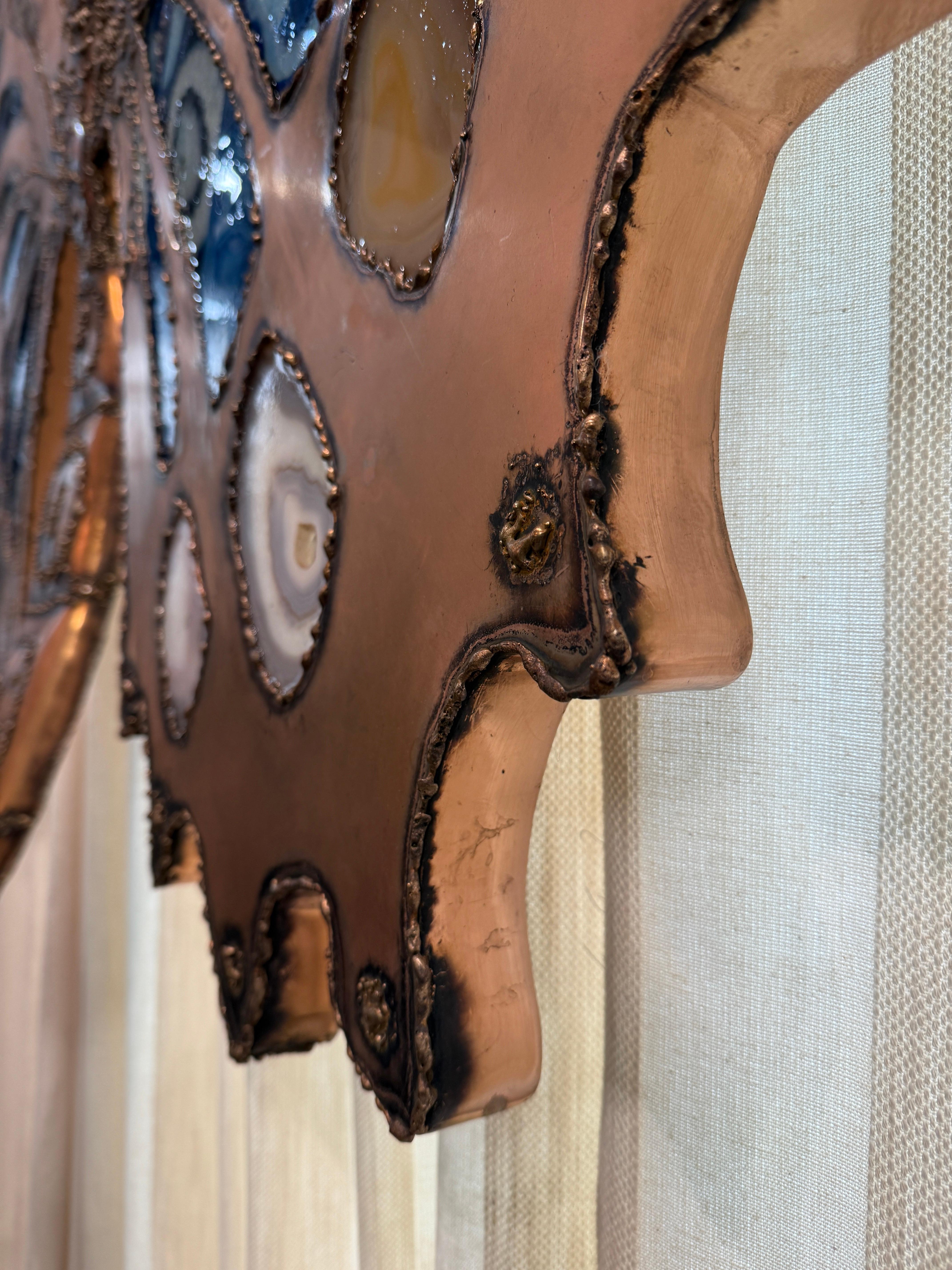 Extra-Large Brutal Style Agate Stone Butterfly Wall Sculpture & Light For Sale 8