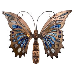 Extra-Large Brutal Style Agate Stone Butterfly Wall Sculpture & Light