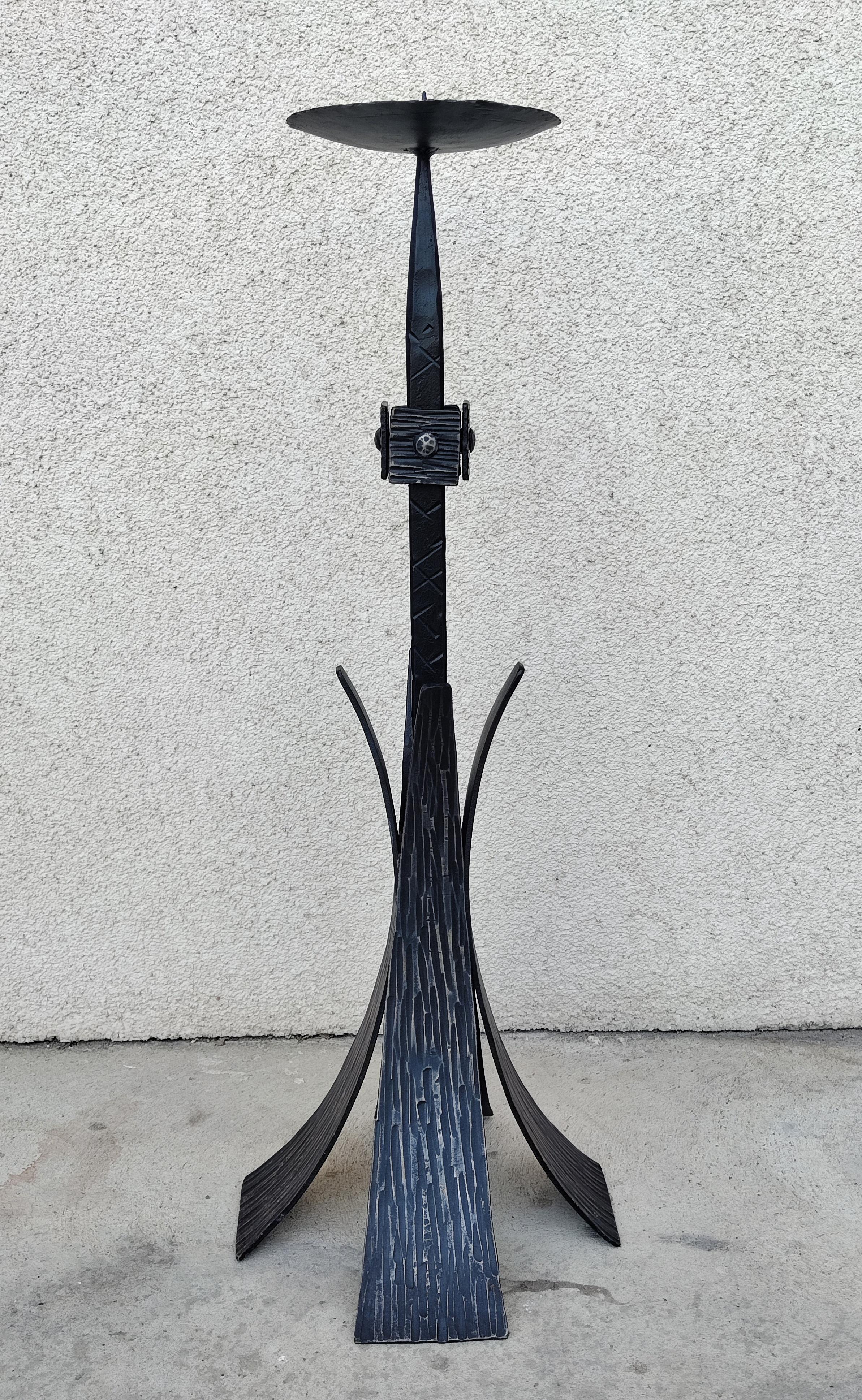 Extra Large Brutalist Candlestick Holder Done in Iron, West Germany, 1970s For Sale 1