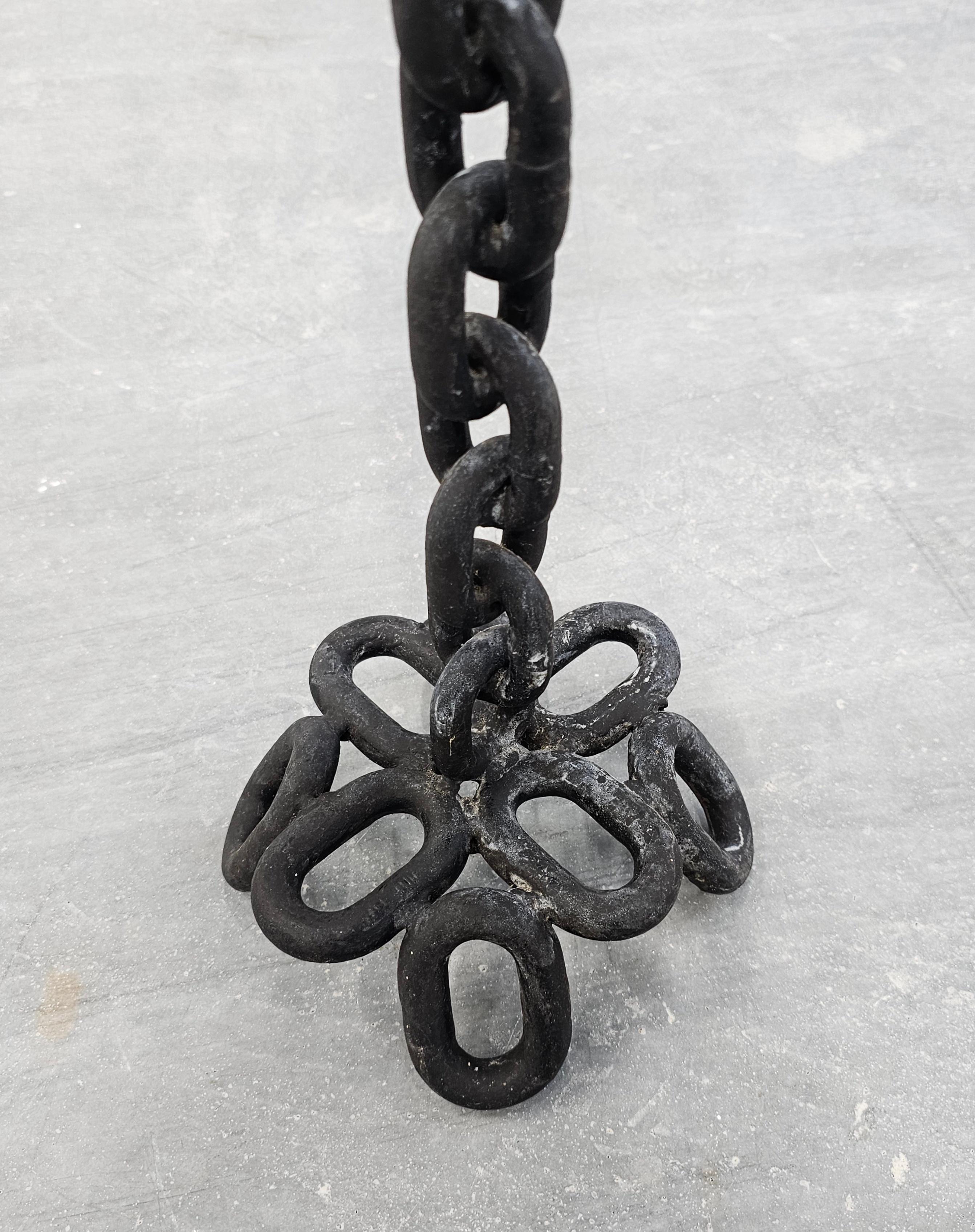 French Extra Large Brutalist Iron Chain Candlestick Holder, France 1960s For Sale