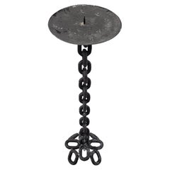 Retro Extra Large Brutalist Iron Chain Candlestick Holder, France 1960s