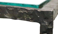 Extra groß Brutalist Zwei Etagen  Konsolentisch aus Eisen und Glas nach Evans, ca. 1970er Jahre