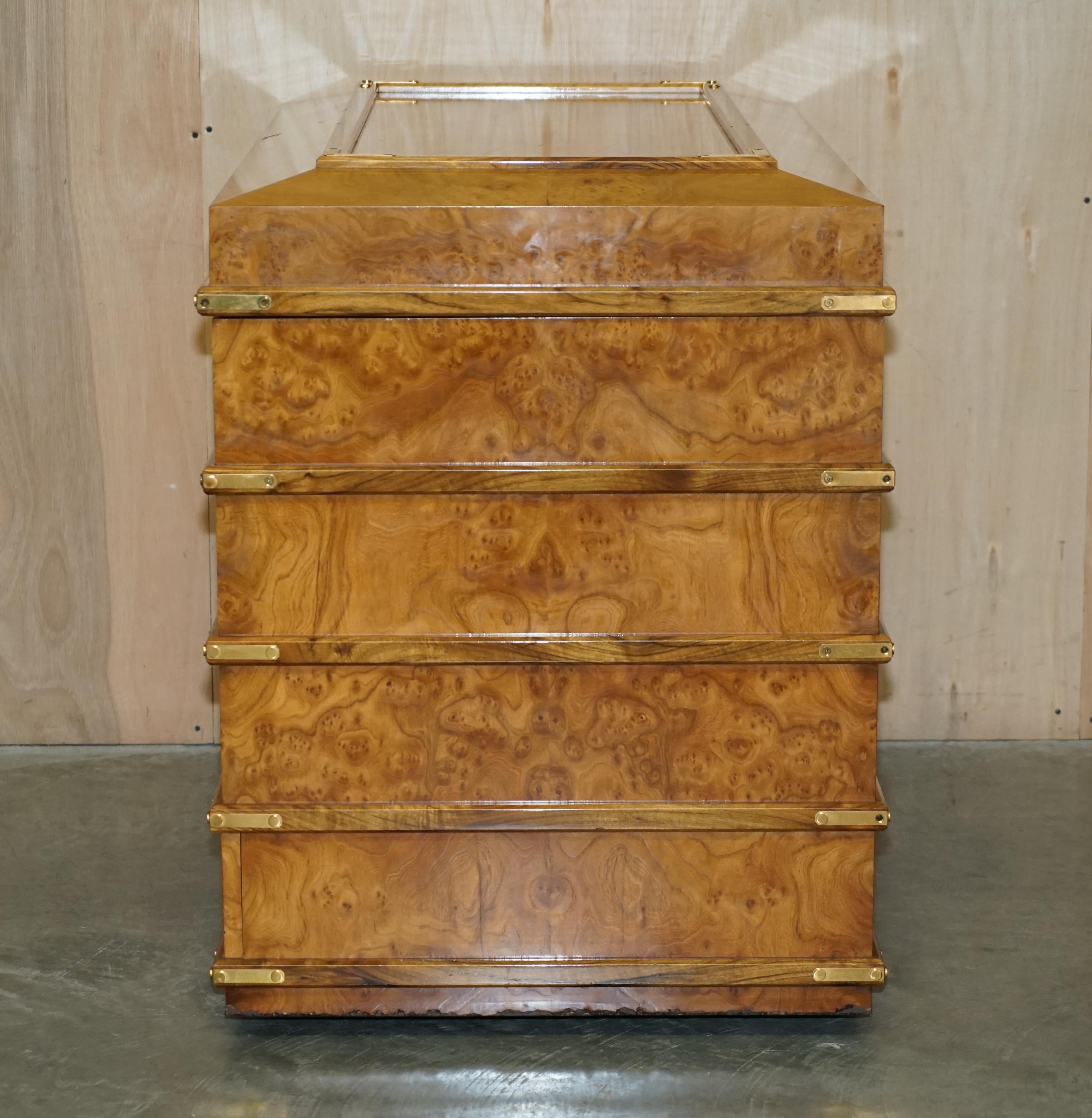 Extra Large Burr Walnut Solid Chest Trunk with Hidden Bottom Storage Must See For Sale 3