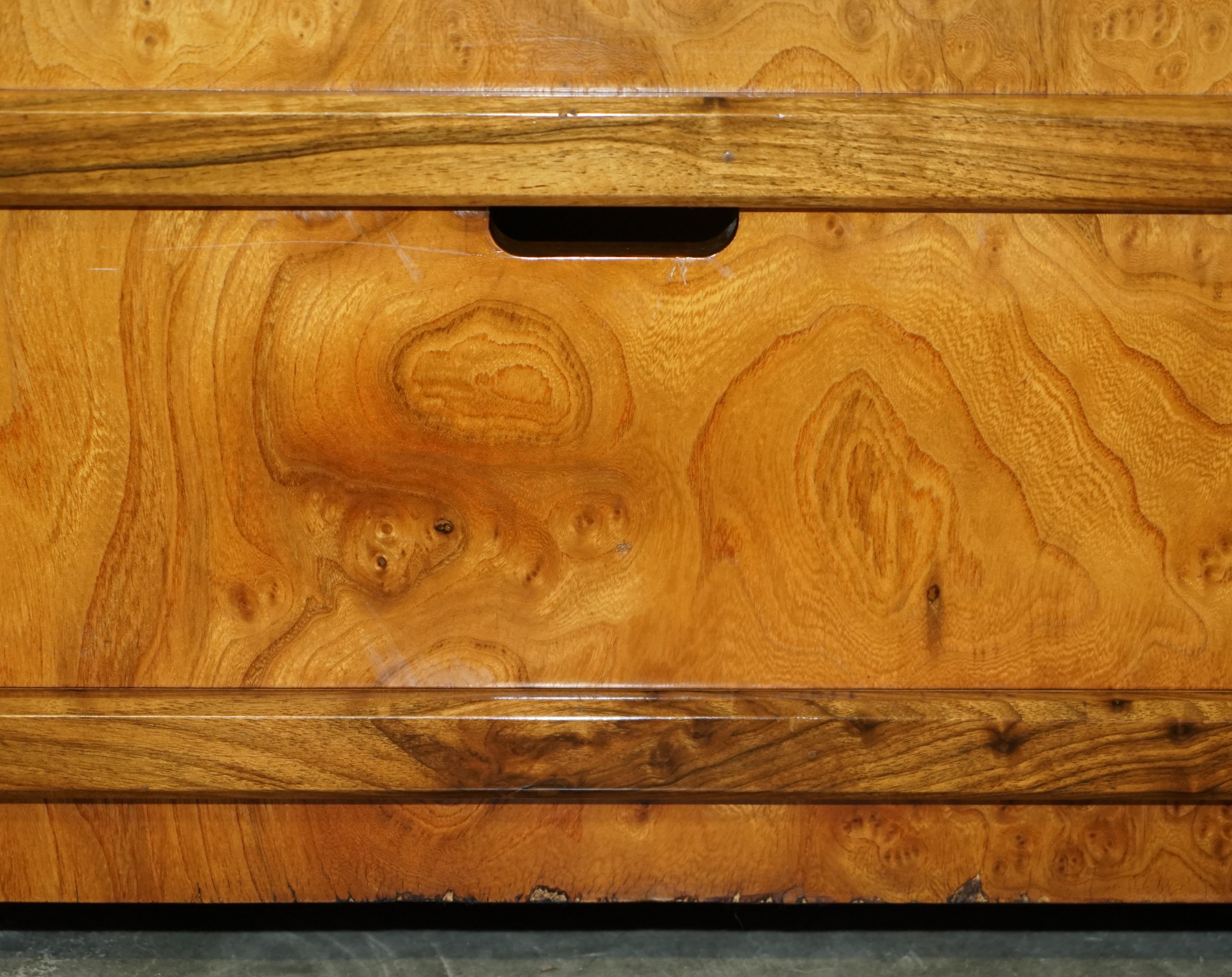 Extra Large Burr Walnut Solid Chest Trunk with Hidden Bottom Storage Must See For Sale 4
