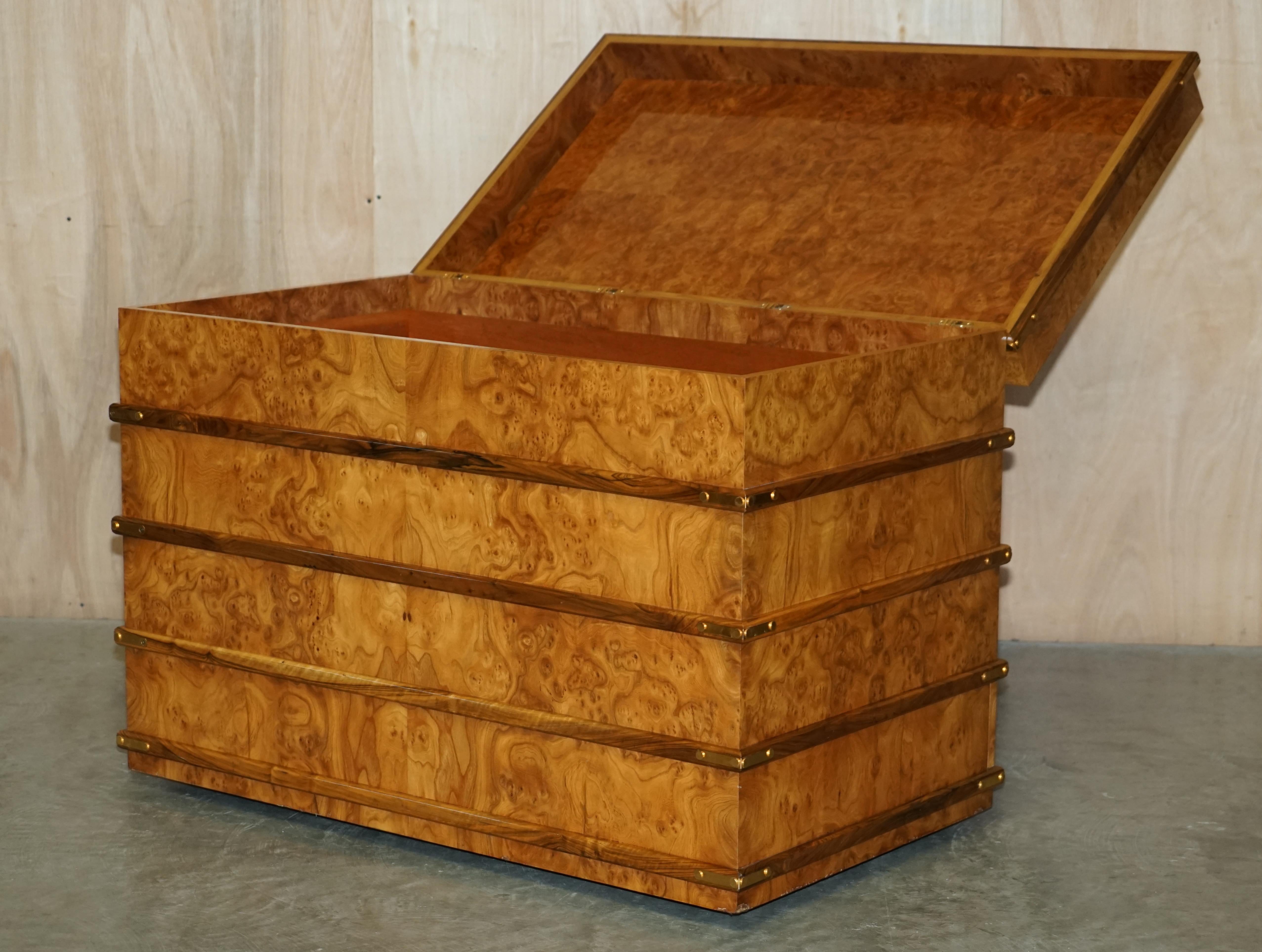 Extra Large Burr Walnut Solid Chest Trunk with Hidden Bottom Storage Must See For Sale 6