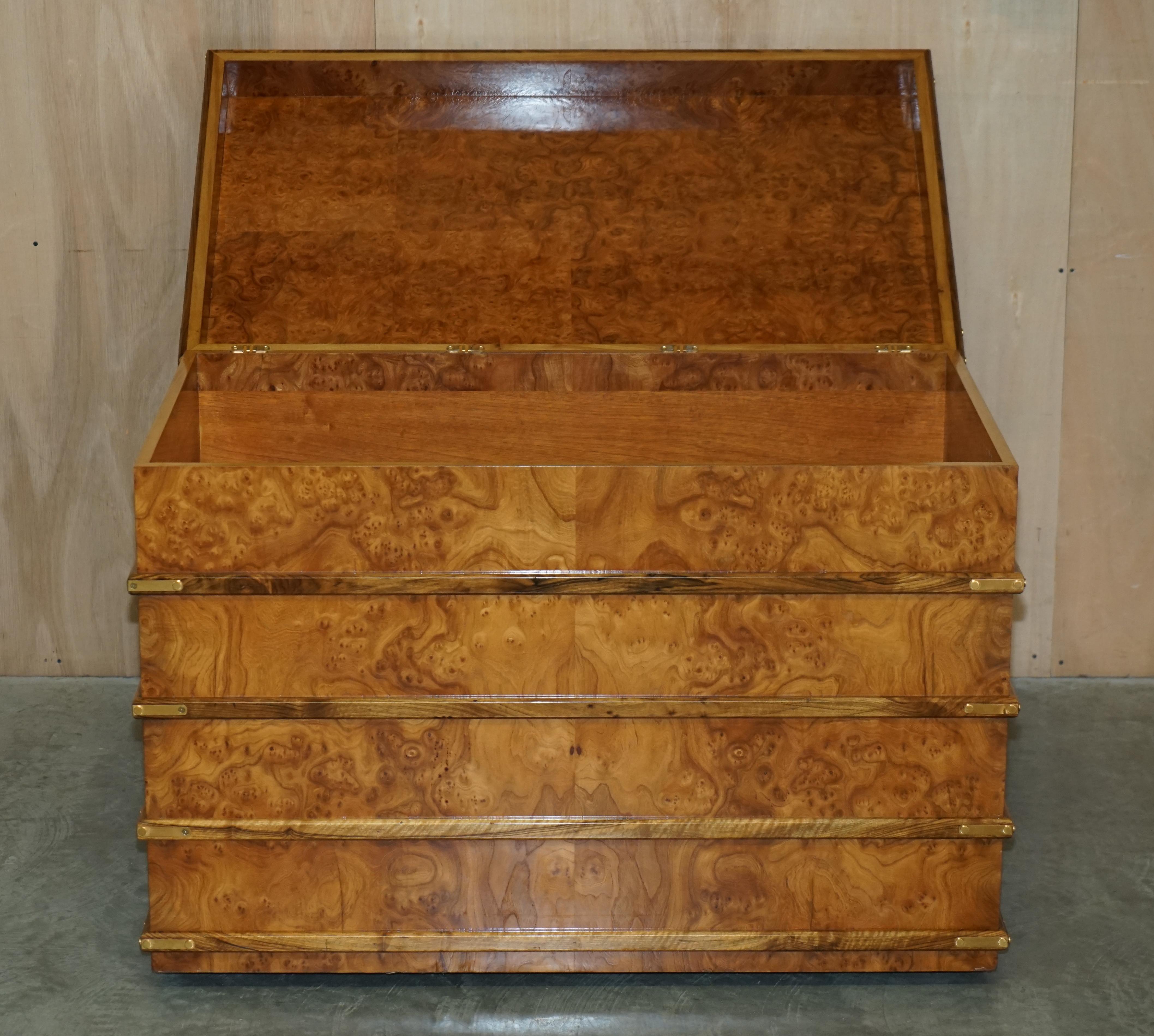 Extra Large Burr Walnut Solid Chest Trunk with Hidden Bottom Storage Must See For Sale 7