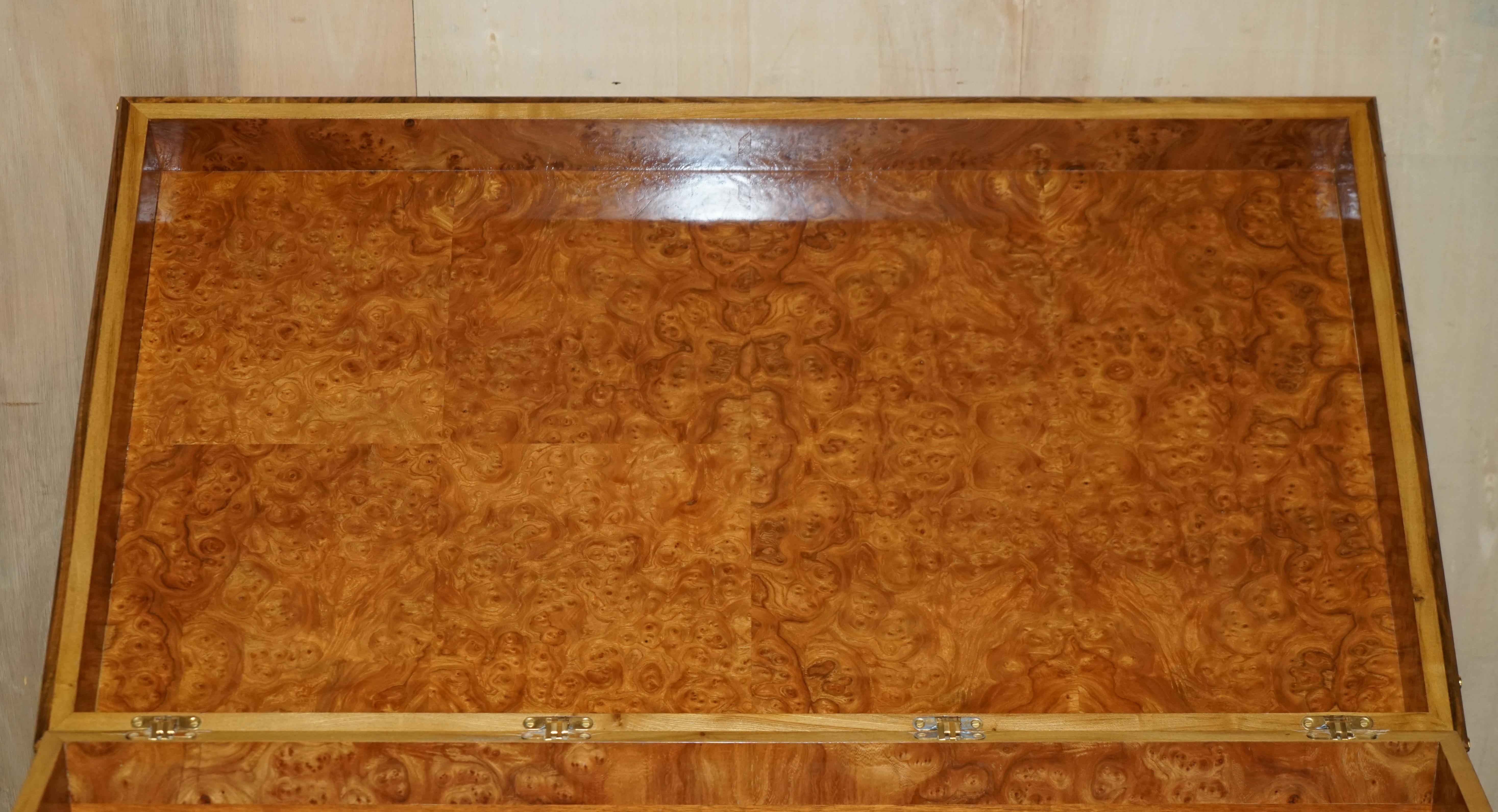 Extra Large Burr Walnut Solid Chest Trunk with Hidden Bottom Storage Must See For Sale 8