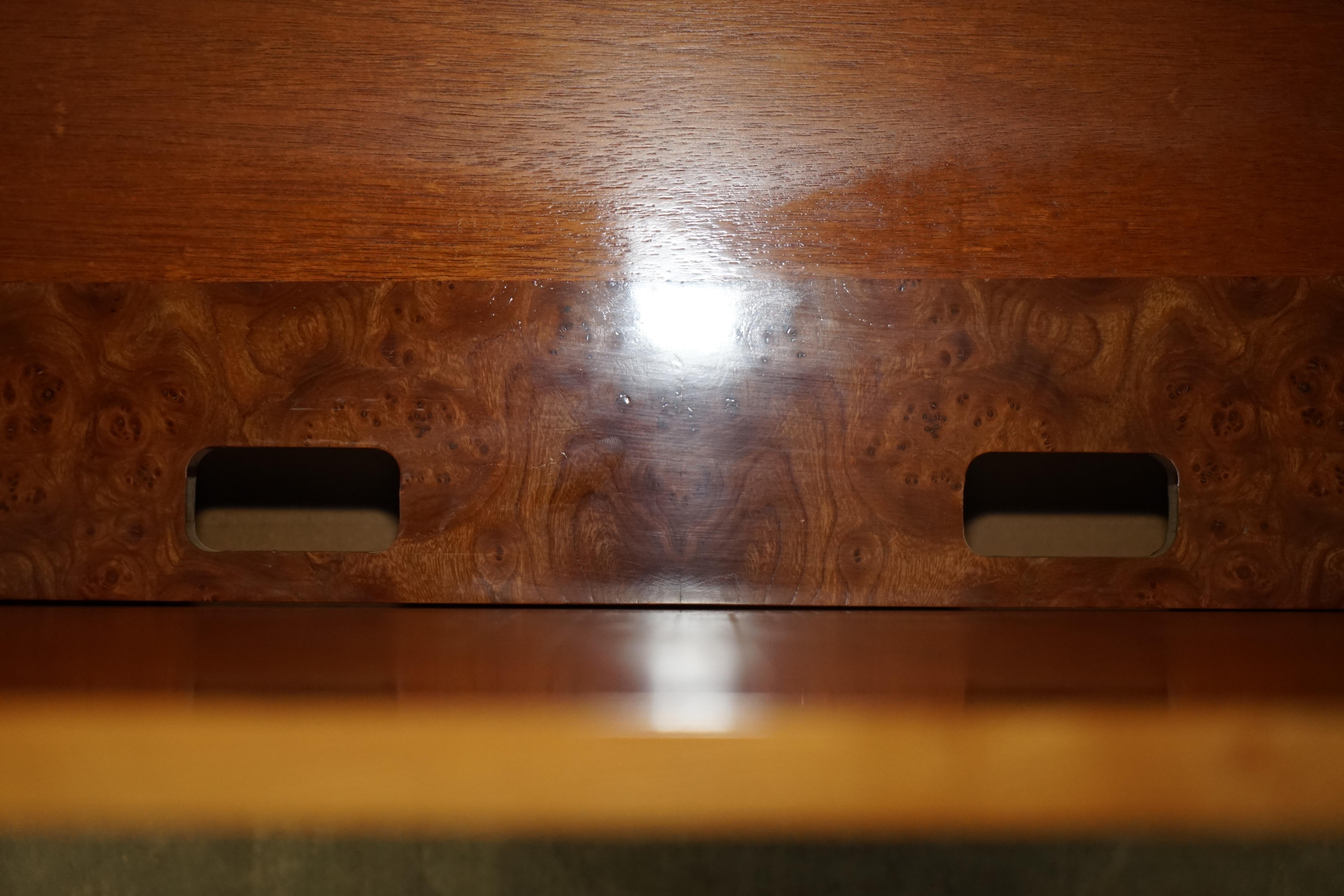 Extra Large Burr Walnut Solid Chest Trunk with Hidden Bottom Storage Must See For Sale 9