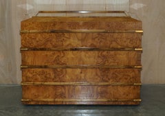 Extra Large Burr Walnut Solid Chest Trunk with Hidden Bottom Storage Must See