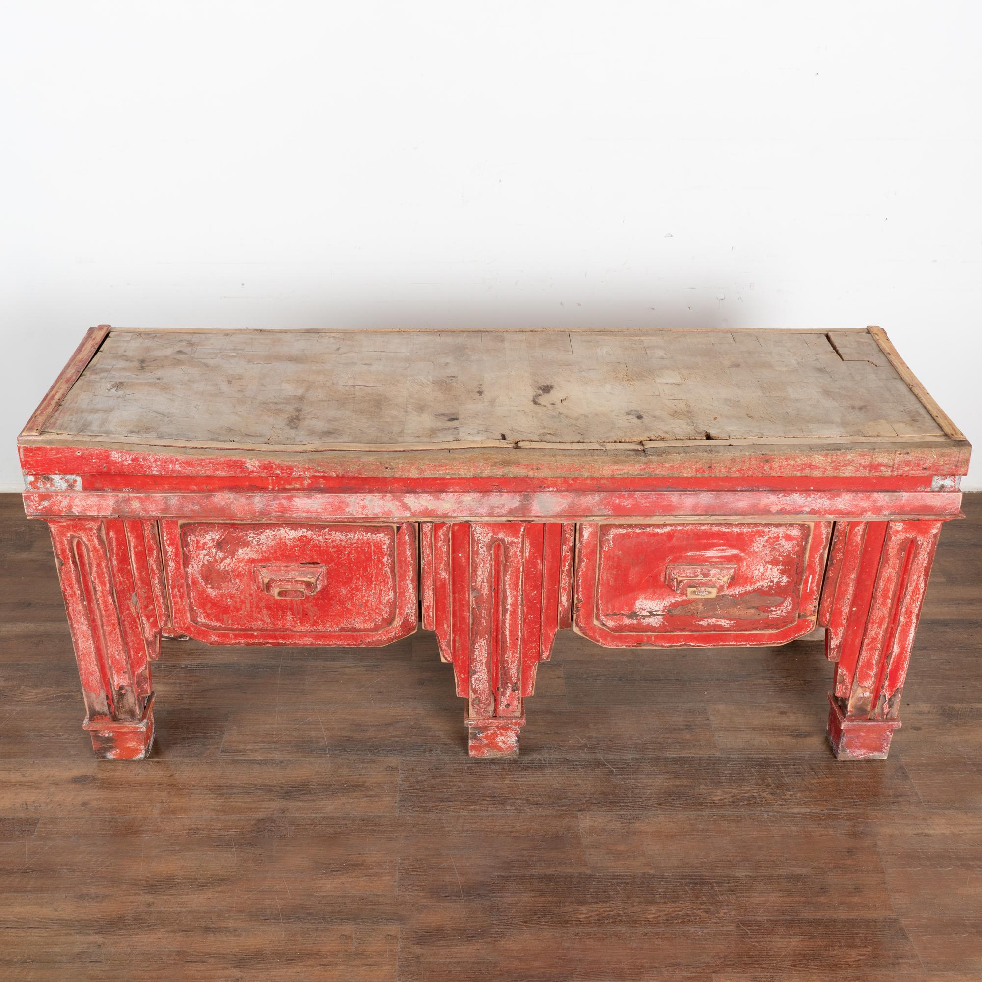 Extra Large Butcher Block Table Kitchen Island, France circa 1890 4