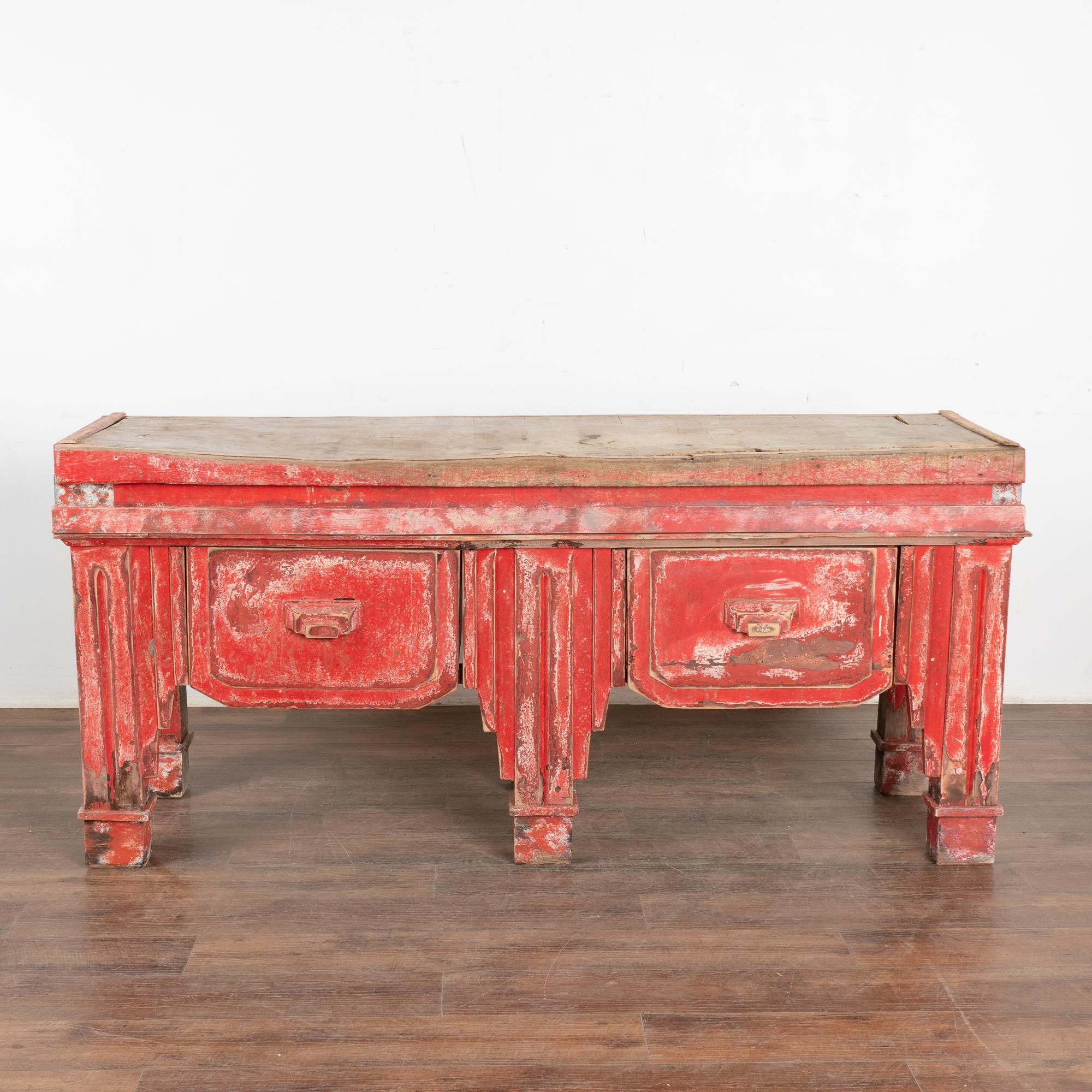 Extra Large Butcher Block Table Kitchen Island, France circa 1890 5