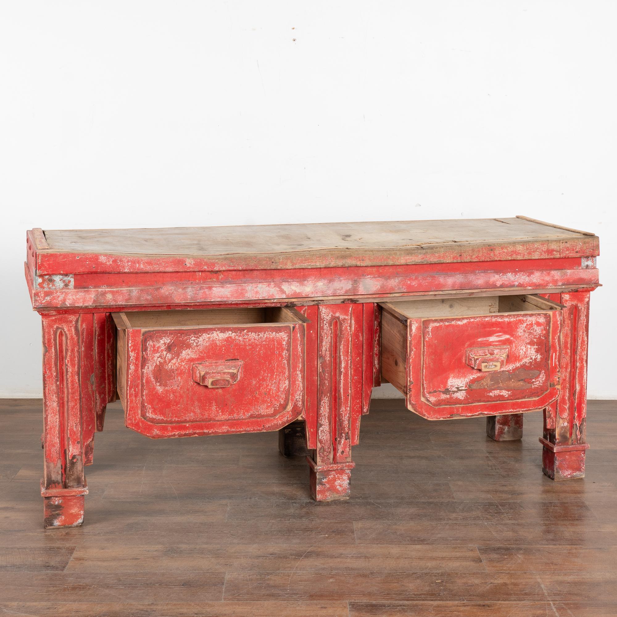 19th Century Extra Large Butcher Block Table Kitchen Island, France circa 1890