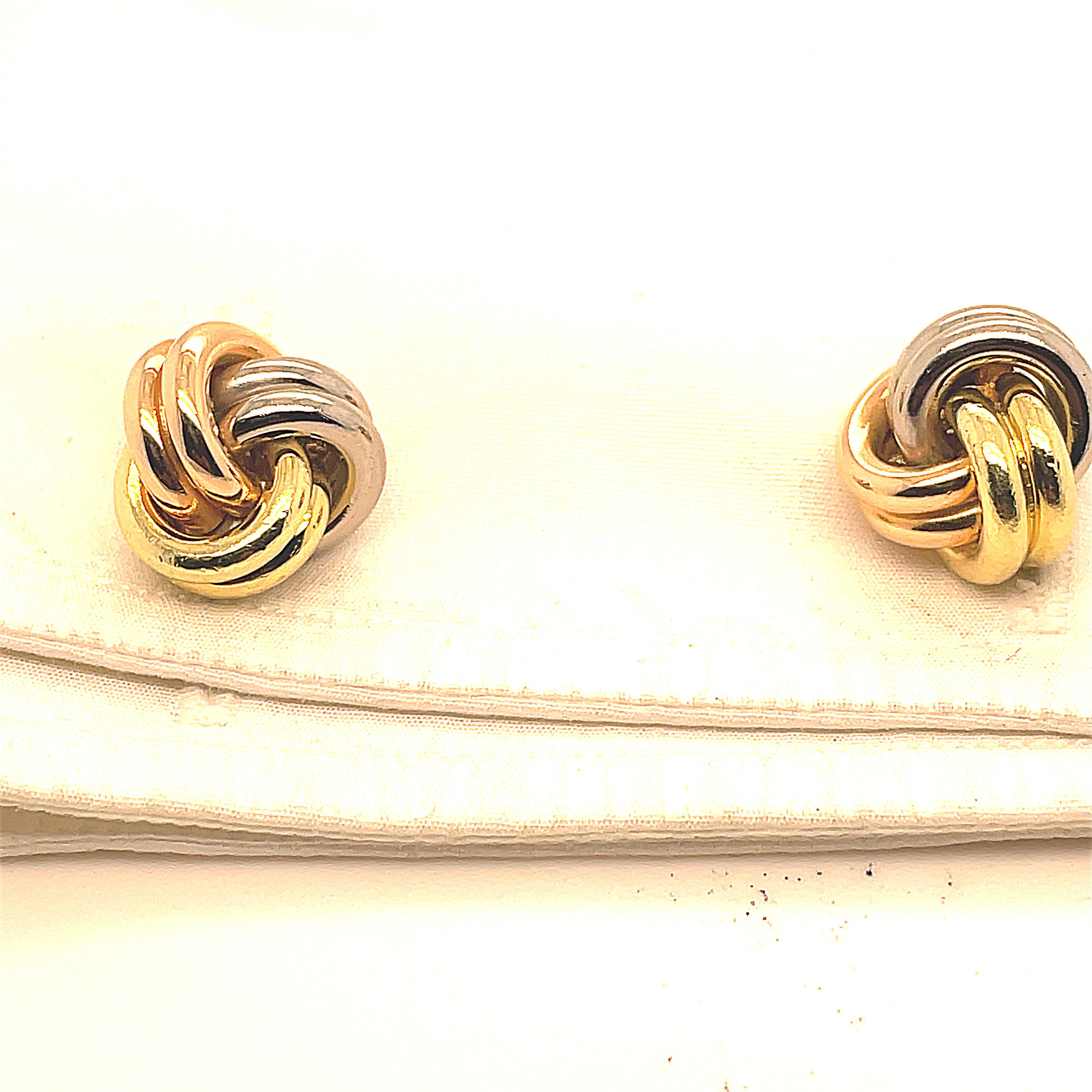 Extra Large Cartier Tri-Color Gold Trinity Cufflinks In Excellent Condition In New York, NY